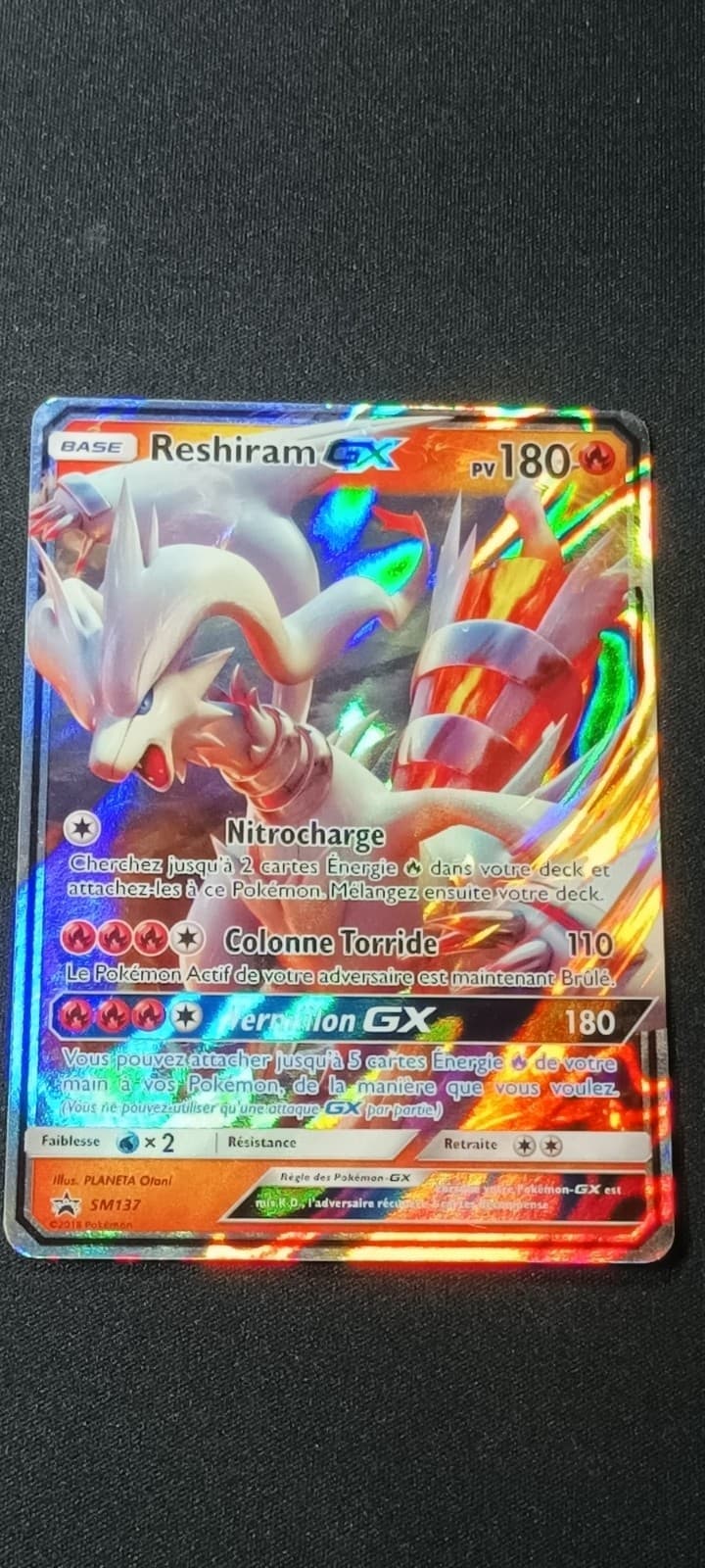 Reshiram GX SM137 - Carte Pokemon PROMO -  FR - TBE / BE