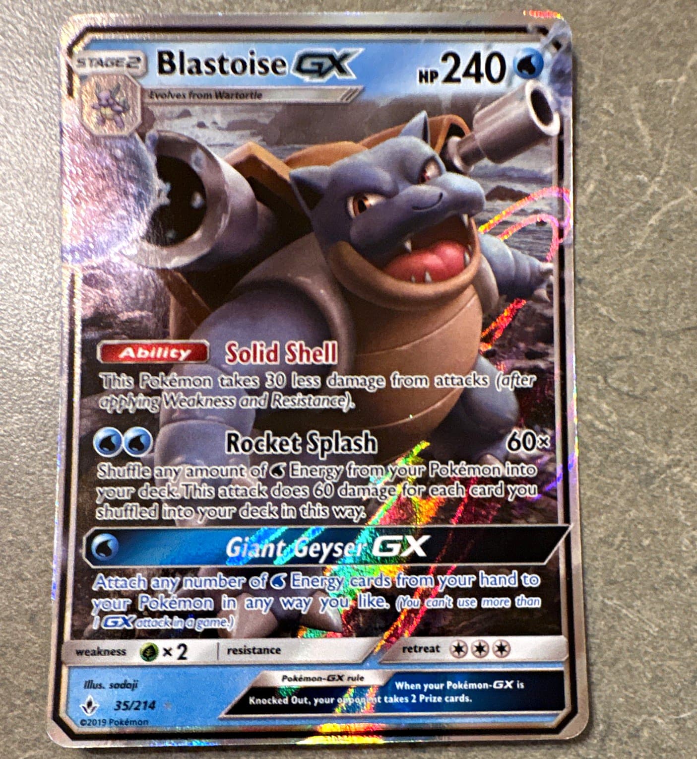 Blastoise GX Unbroken Bonds 35/214 Ultra Rare Holo 240 HP English 2019