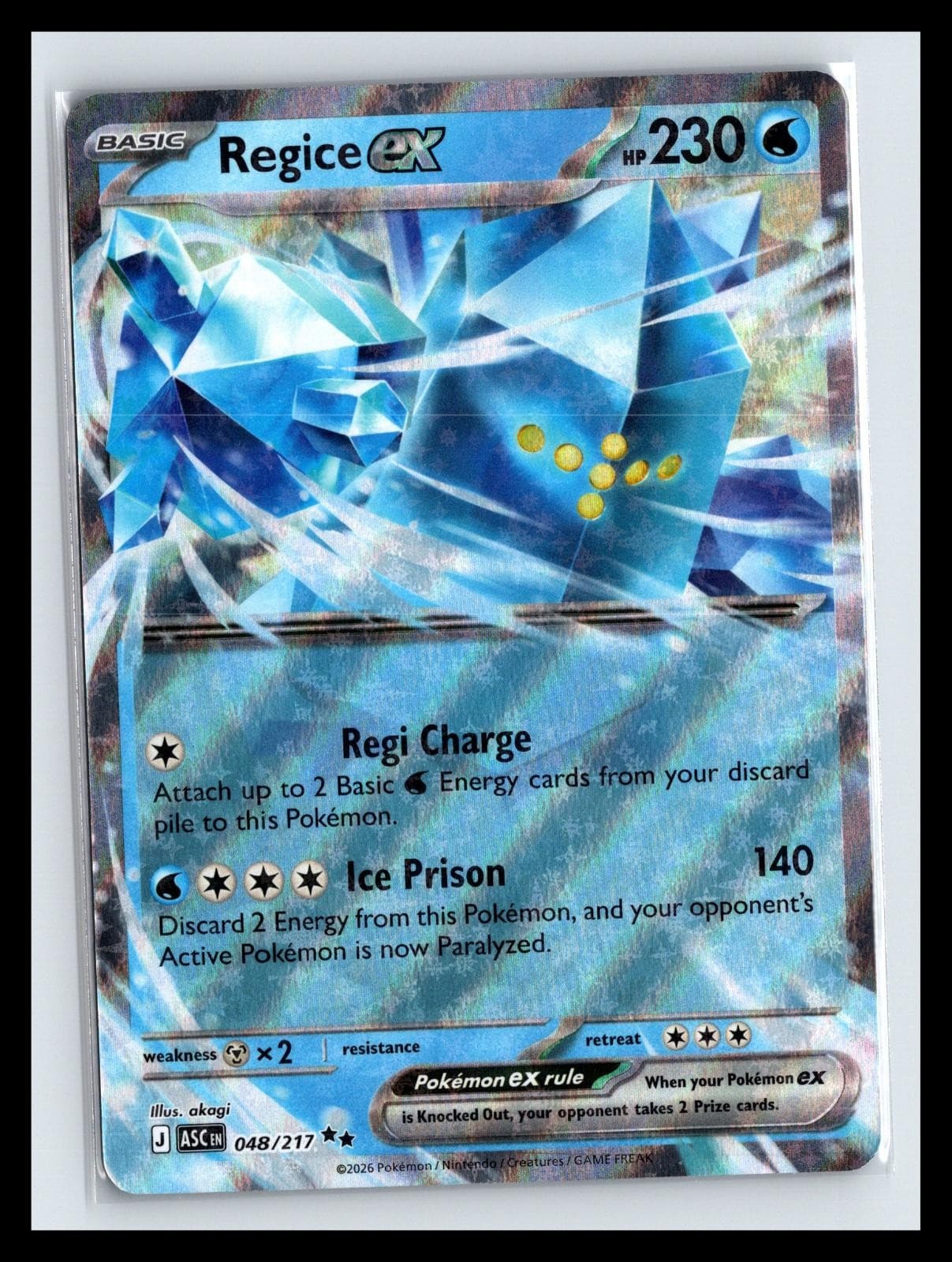 NM Holo Regice ex Ascended Heroes 048/217 RR Pokemon