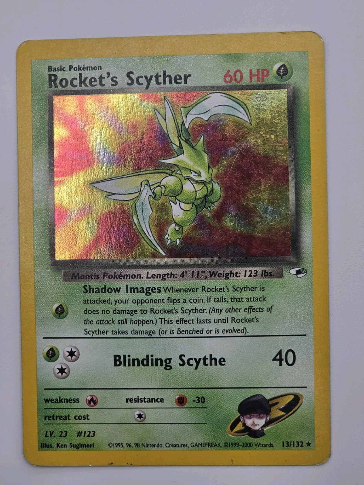 Rocket's Scyther 13/132 Gym Heroes Holo Rare Pokemon TCG MP