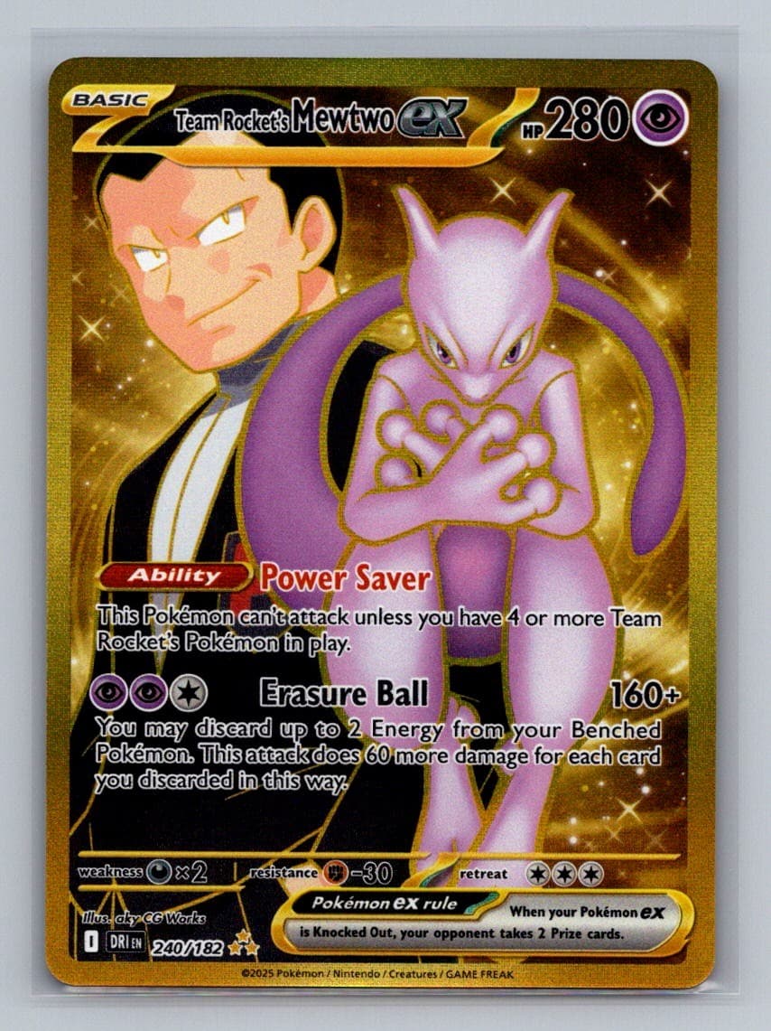 Pokemon Team Rocket's Mewtwo ex Holo Hyper Rare SV10: Destined Rivals 240/182 NM