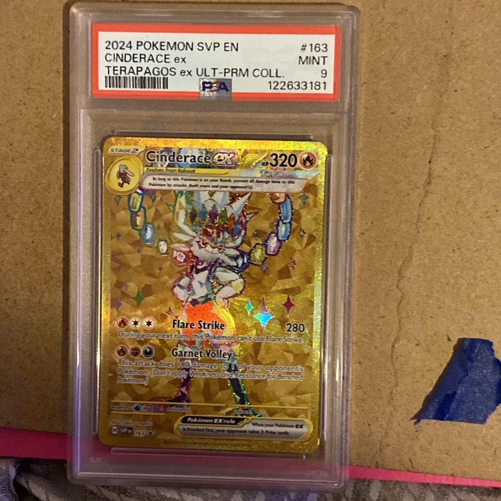 Cinderace ex Pokemon Terapagos ex Ultra Premium Collection #163 PSA 9