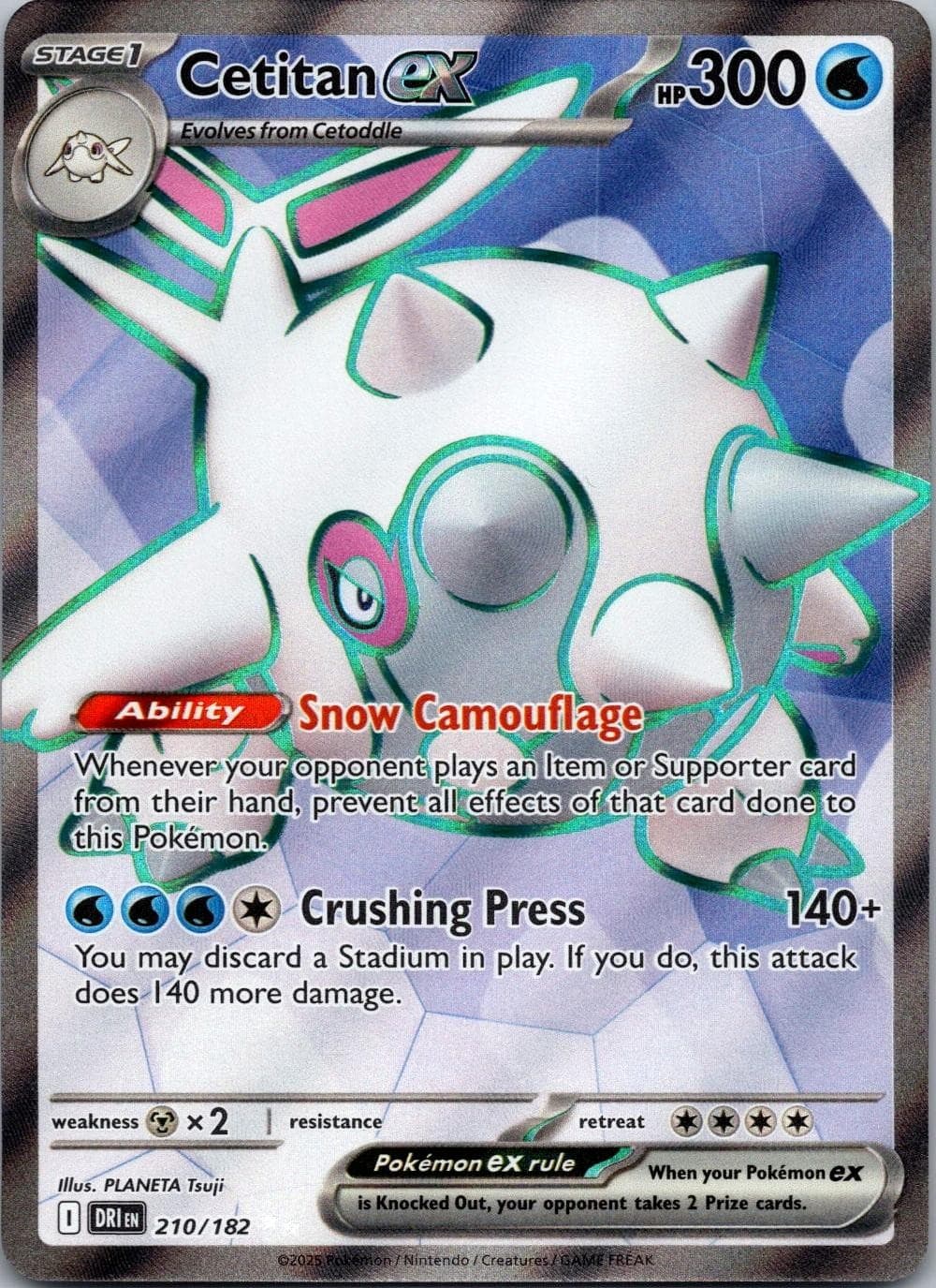 Cetitan ex 210/182 Ultra Rare Destined Rivals Pokemon Holo Near Mint