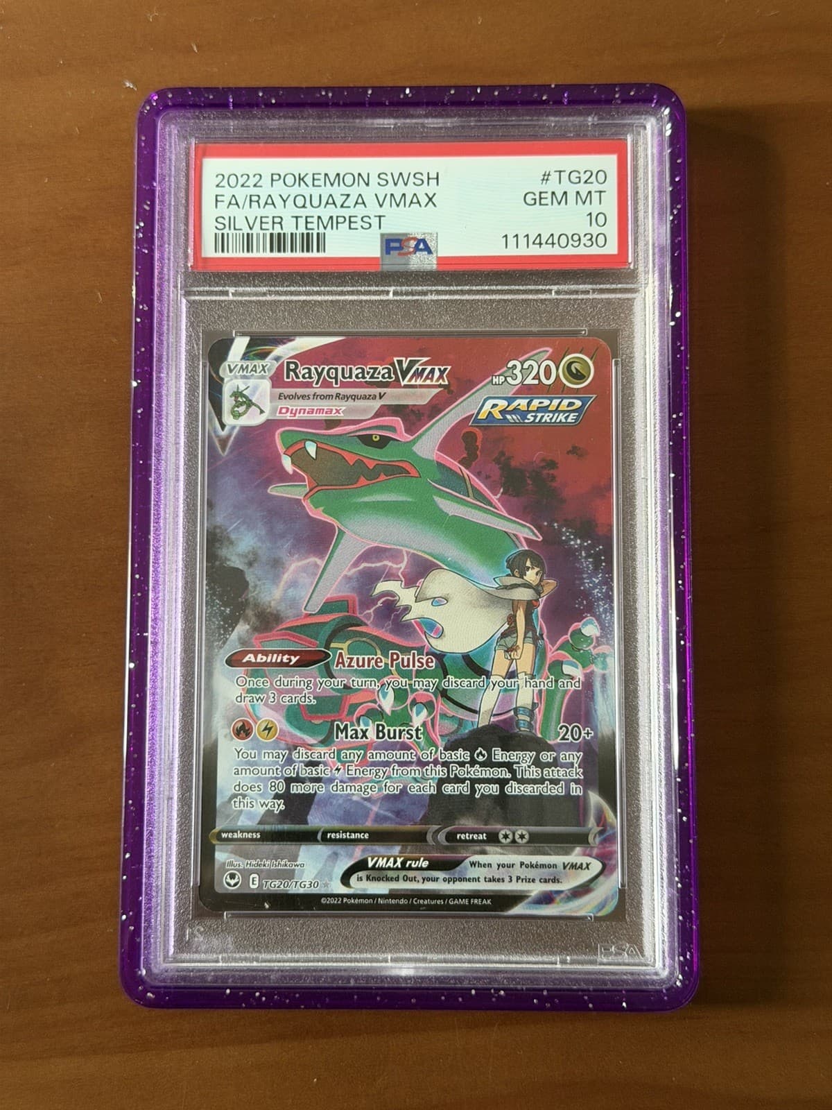 RAYQUAZA VMAX 2022 POKEMON SILVER TEMPEST TG20/TG30 FULL ART PSA 10 Q3963-5