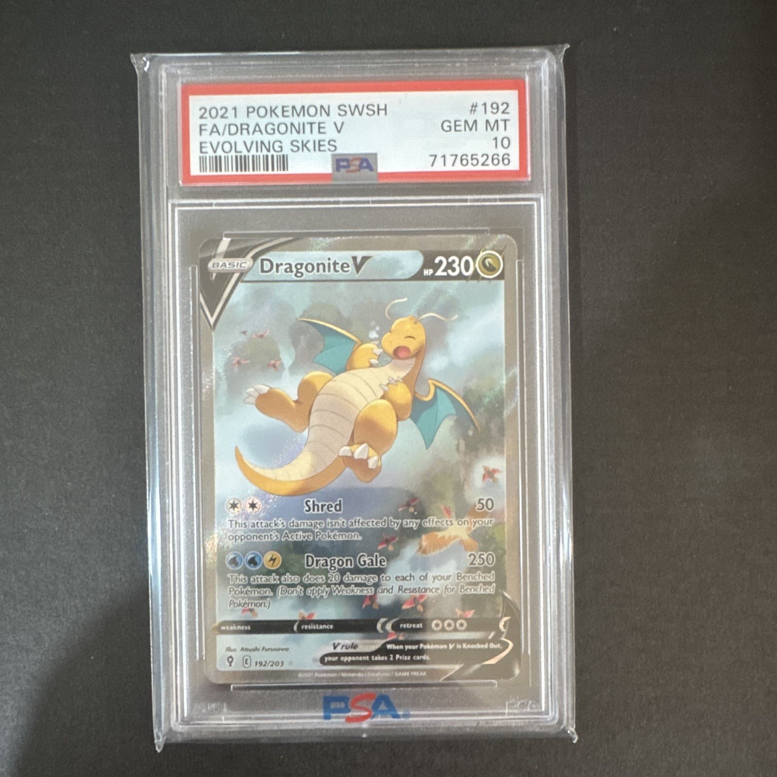 Pokemon Dragonite V 192/203 Evolving Skies Alt Full Art Holo PSA 10 Gem Mint