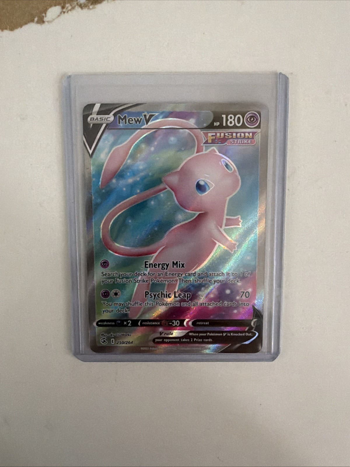 2021 Pokémon Sword & Shield Fusion Strike Mew V 250/264 Full Art Holo Rare