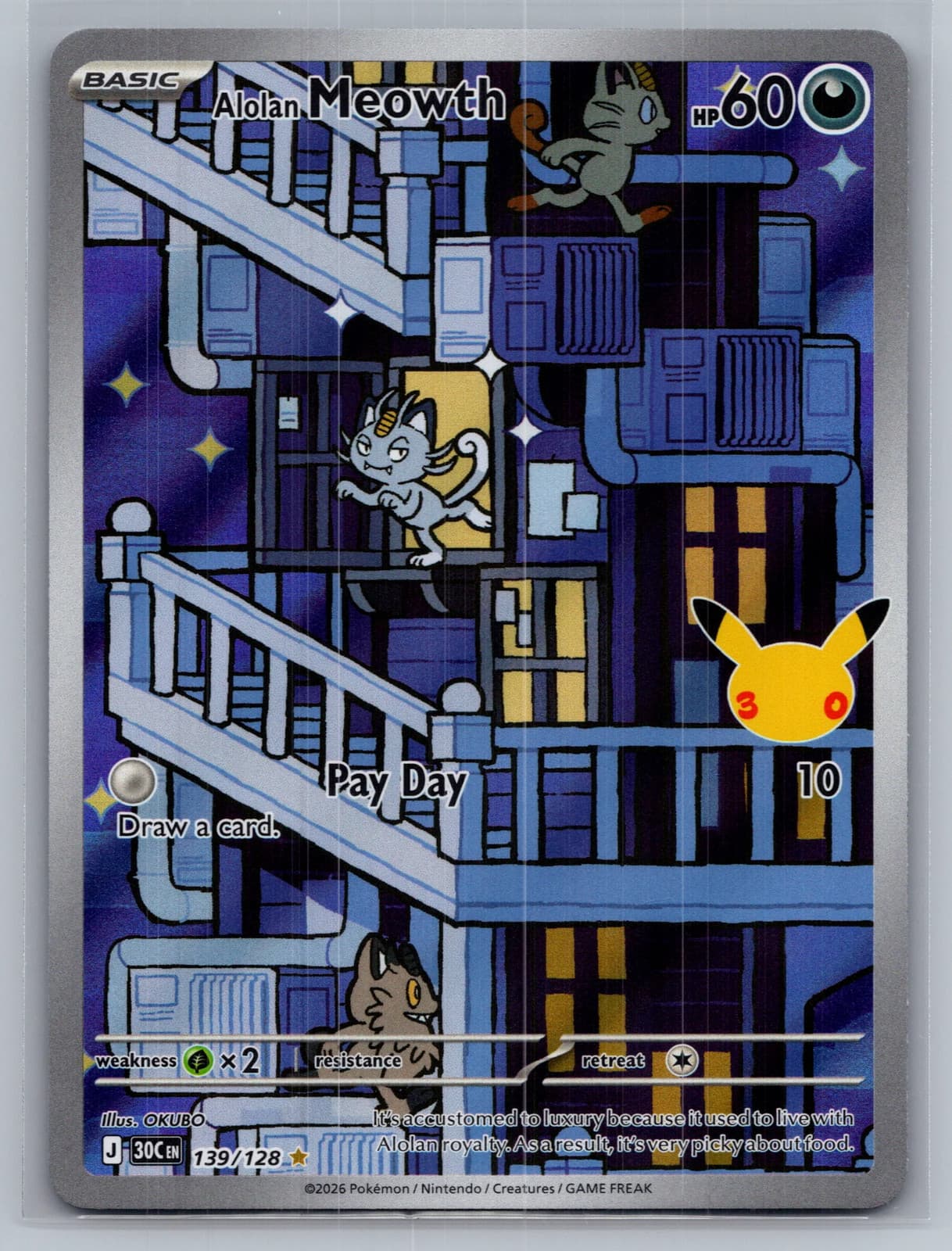 Alolan Meowth #139/128 2026 30th Celebration Pokemon TCG