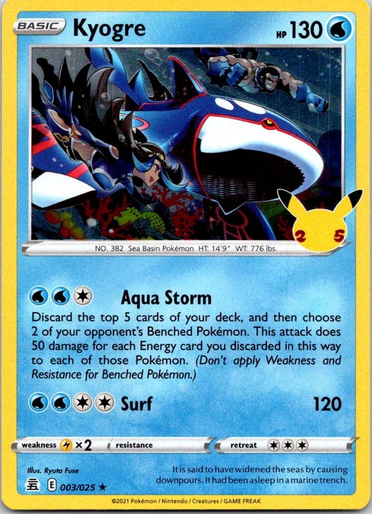 Kyogre 003/025 Rare Celebrations Pokemon Holo Near Mint
