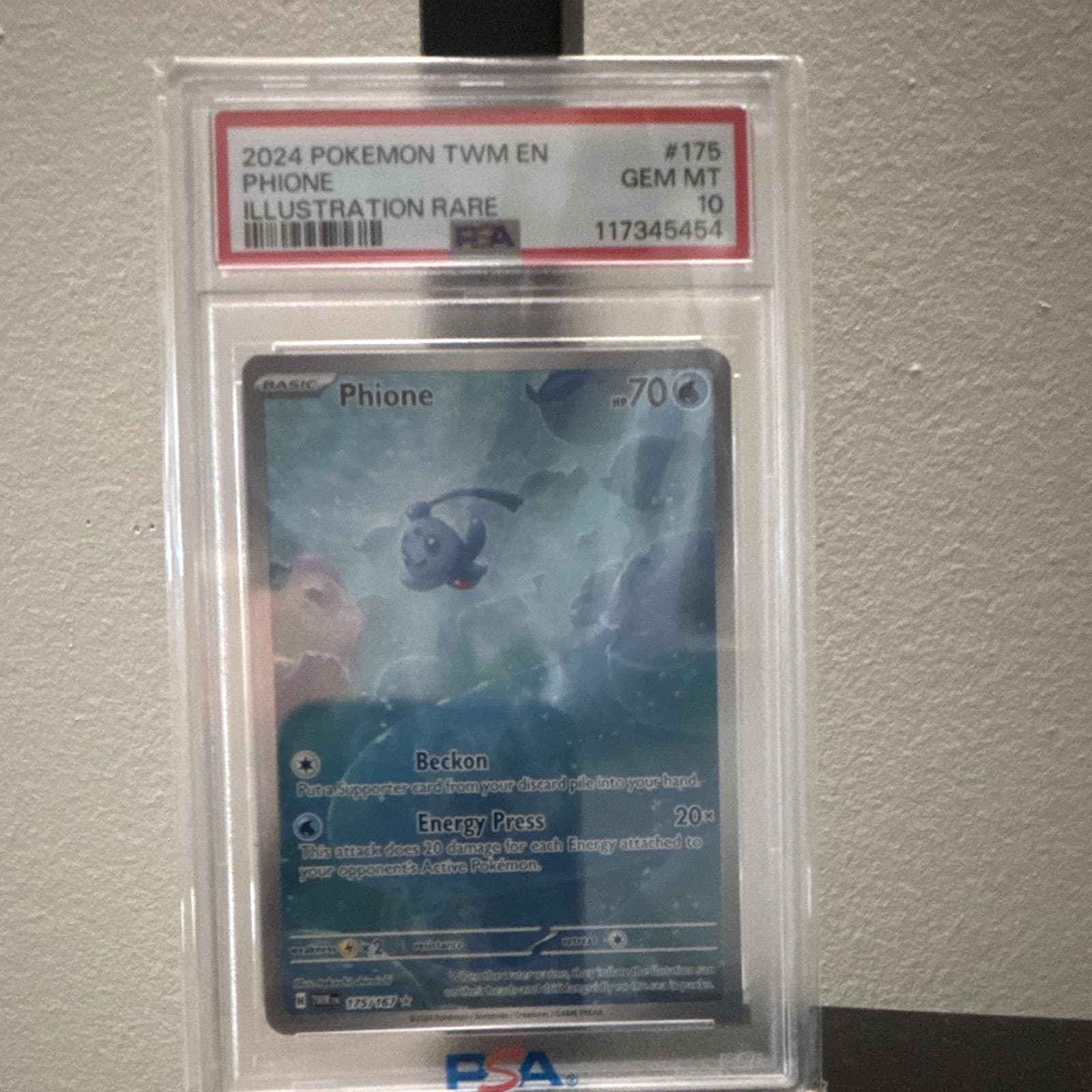 Pokemon TCG Sv06 Twilight Masquerade EN Phione 175/167 IR Holo PSA 10