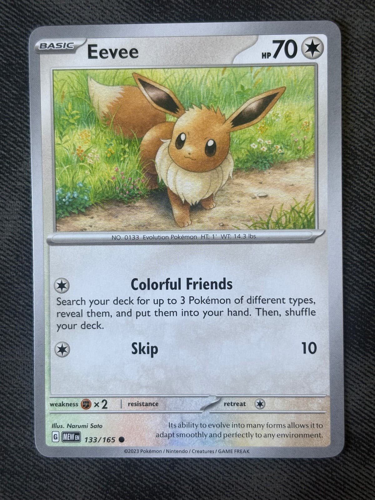 Eevee 133/165 Common 151 Pokemon Near Mint