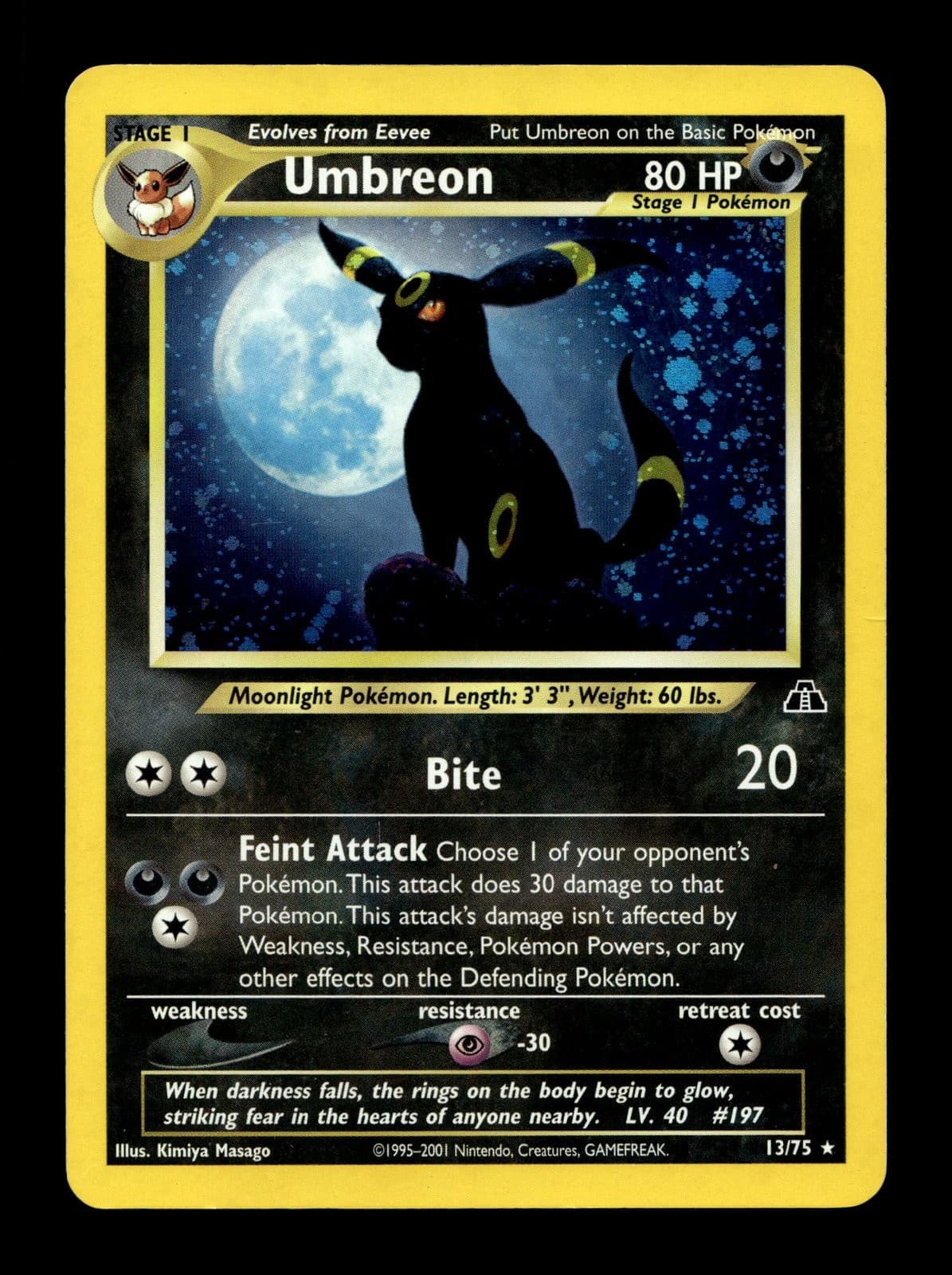 Umbreon (13) Neo Discovery #13 (2001) Holo MP Pokemon