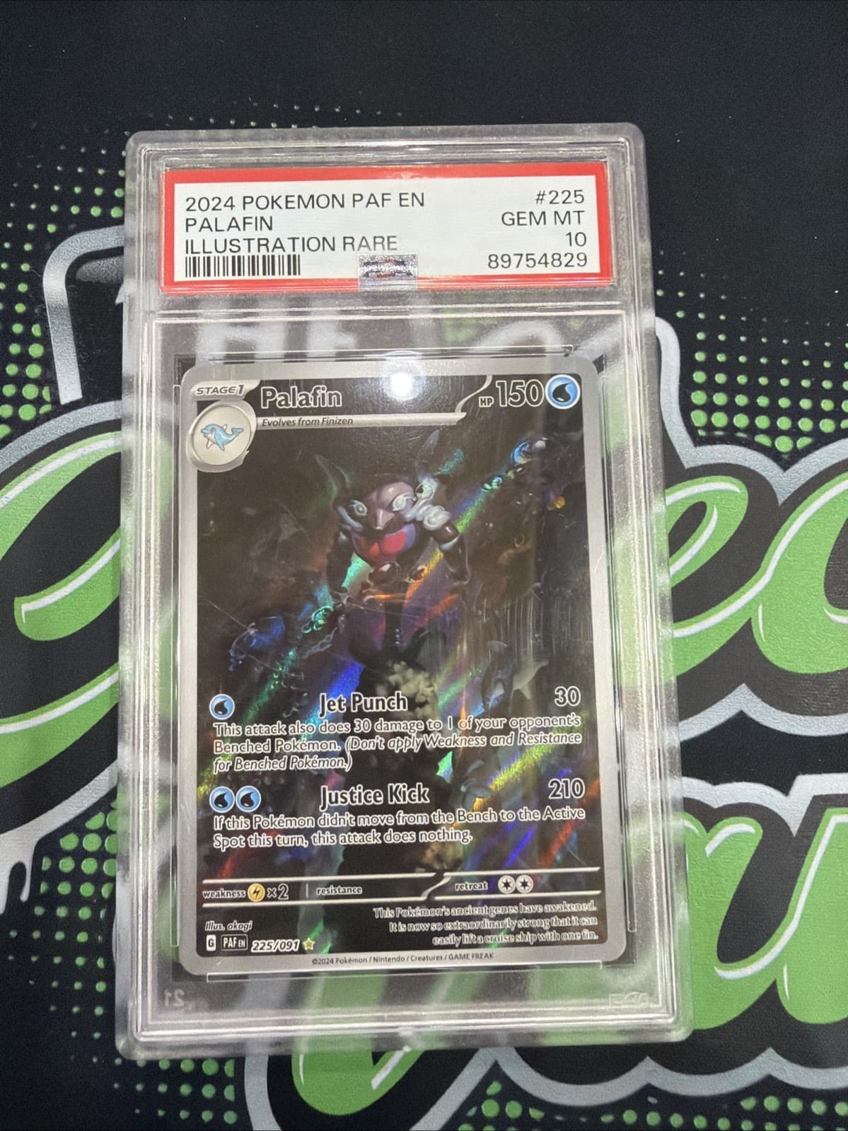2024 Pokemon PAF EN Palafin Illustration Rare #225 PSA GEM MT 10 Scratched Case