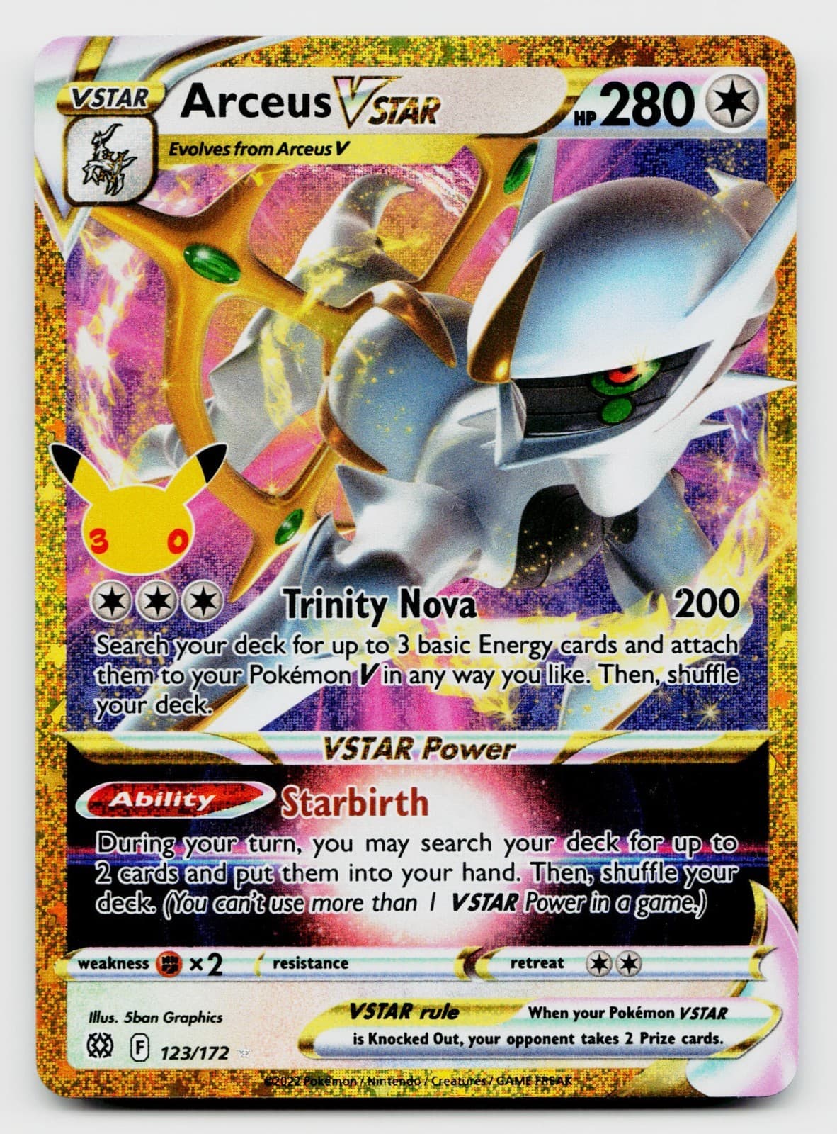 Pokemon Arceus VSTAR 123/172 30th Celebration Classic Collection Holo Card
