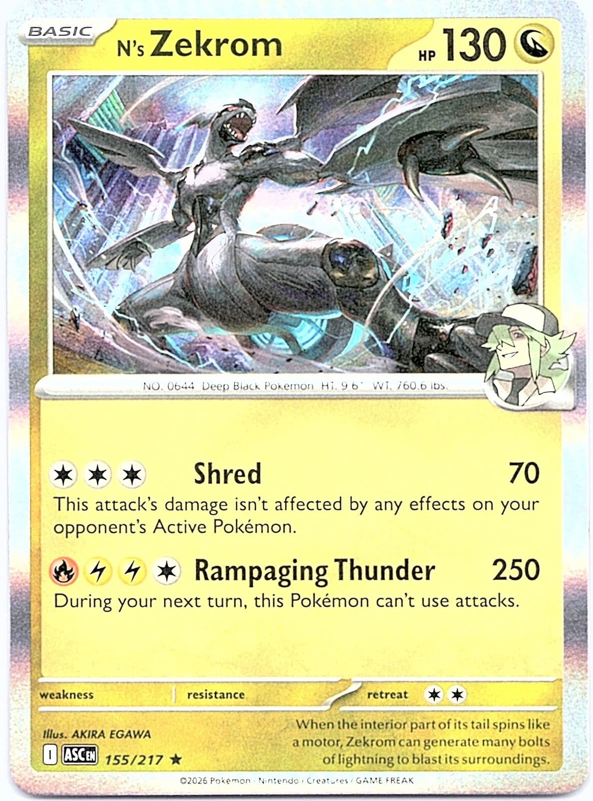 N's Zekrom Holo Rare ME: Ascended Heroes 155/217 NM ((Pokemon))