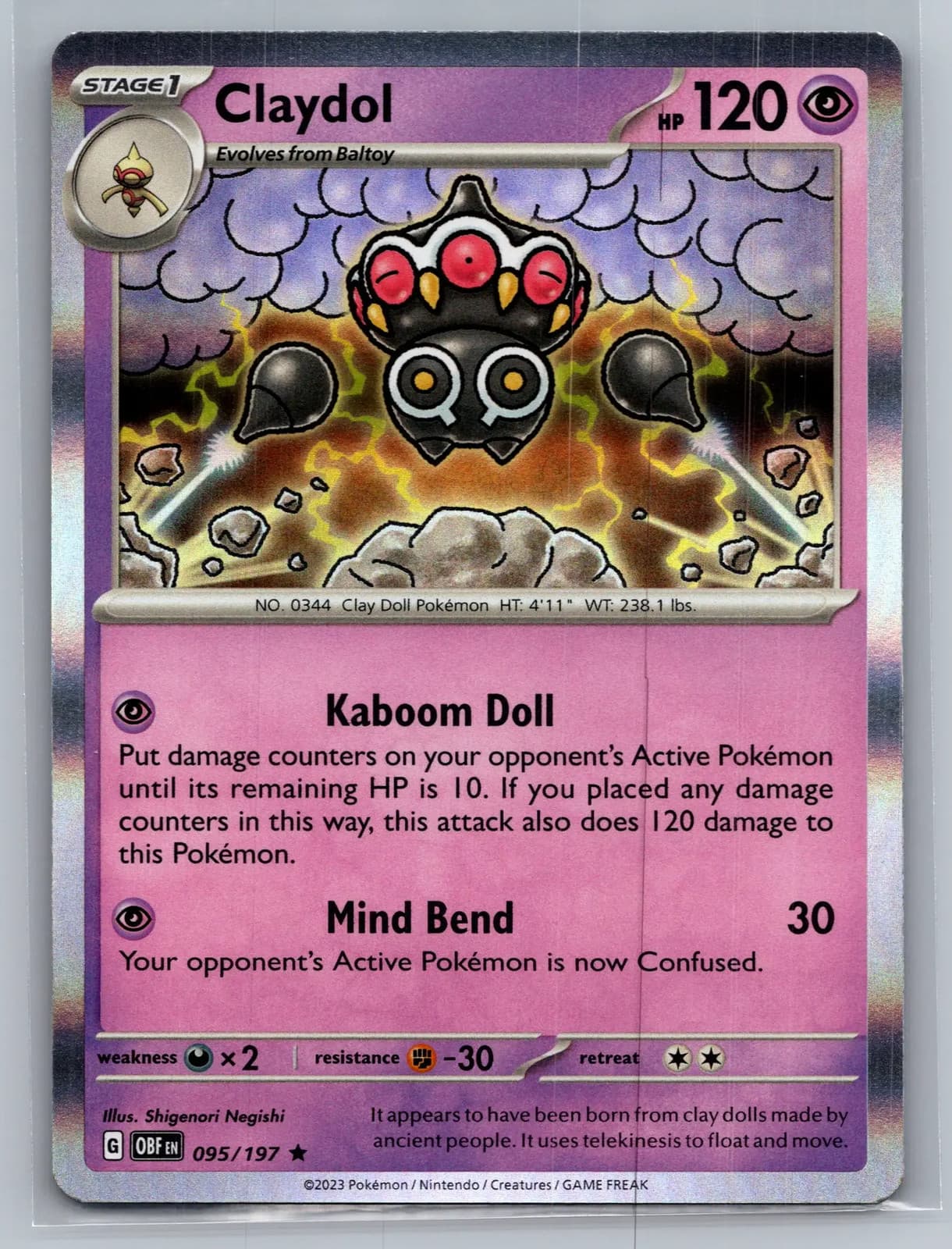 Claydol 95/197 Obsidian Flames Reverse Holo Pokemon TCG NM