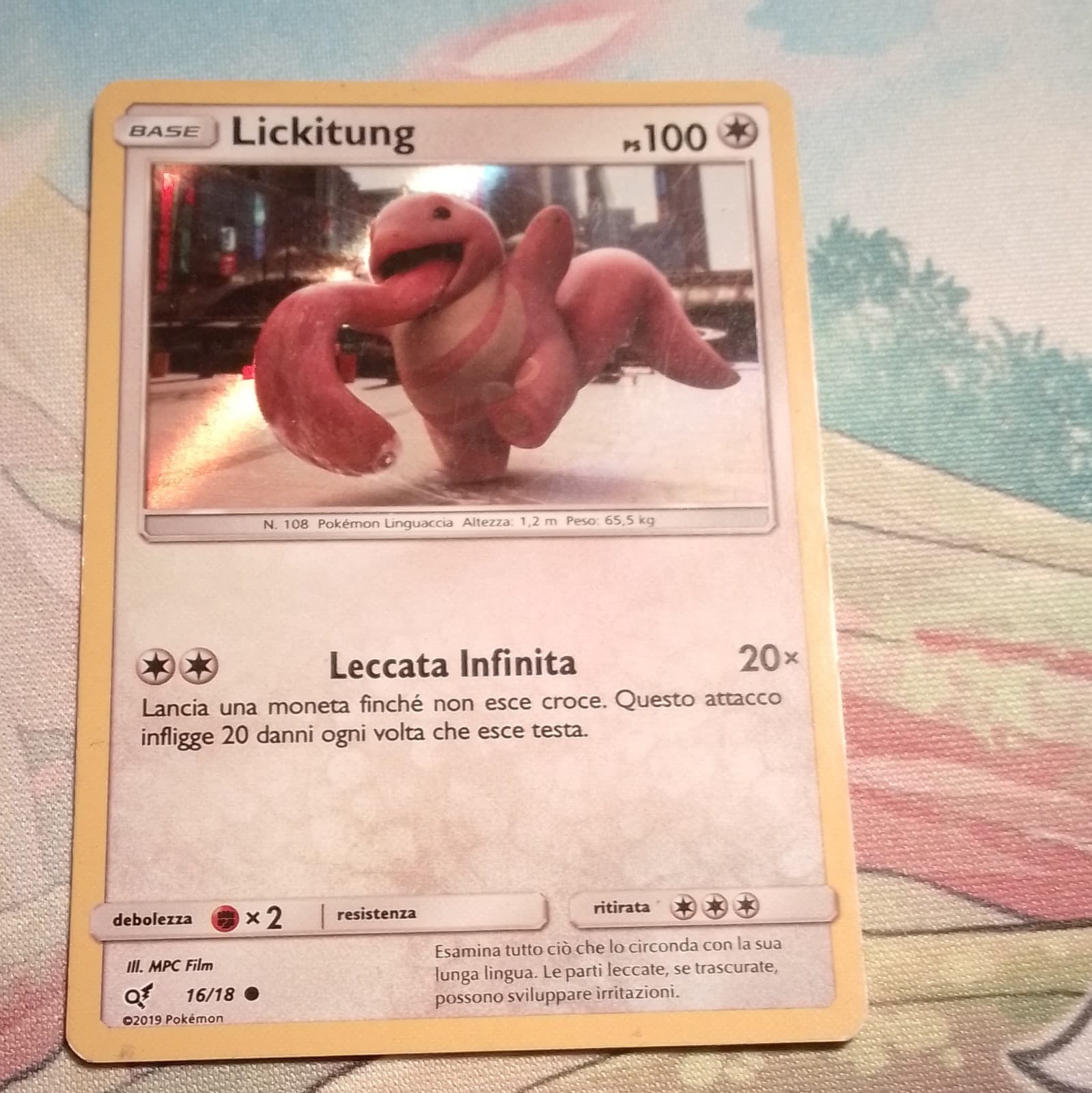 Lickitung 16/18 Detective Pikachu 2019 Carta Pokémon Italiano 100 PV