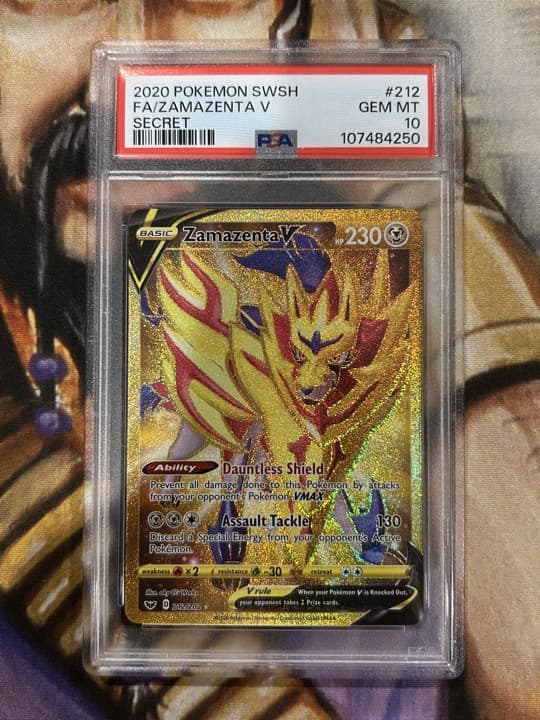 Zamazenta V (Secret) 212/202 Pokemon SWSH Full Art Gold Holo - PSA 10 🔥