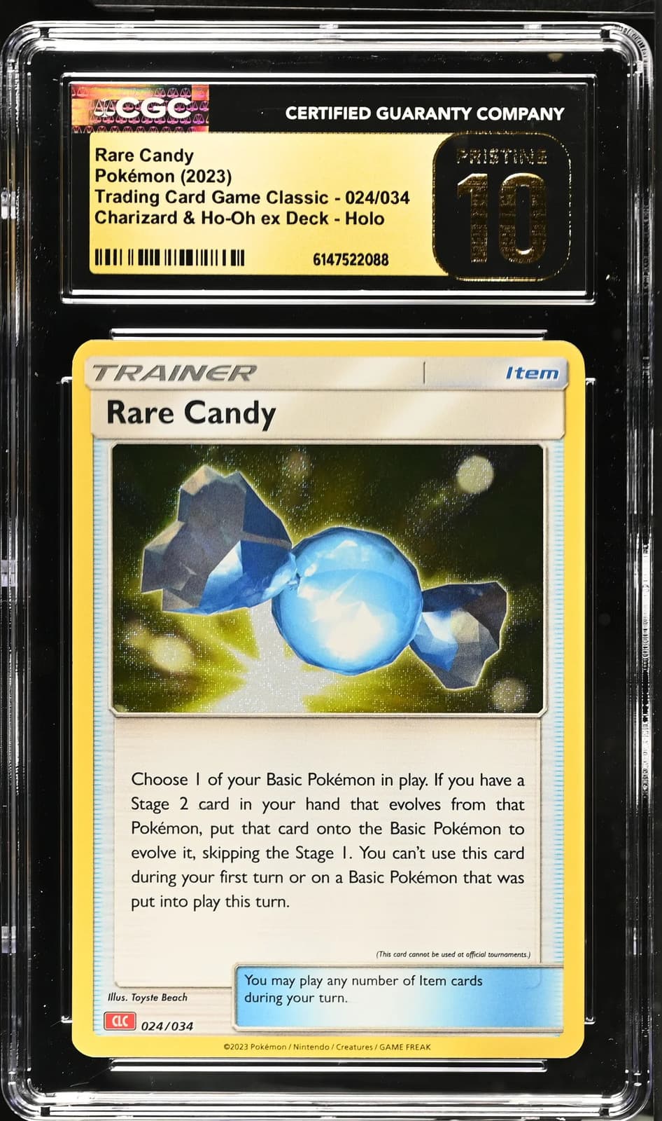 Rare Candy 024/034 Pokemon TCG Classic Holo CGC 10 Graded Trainer Card 2023