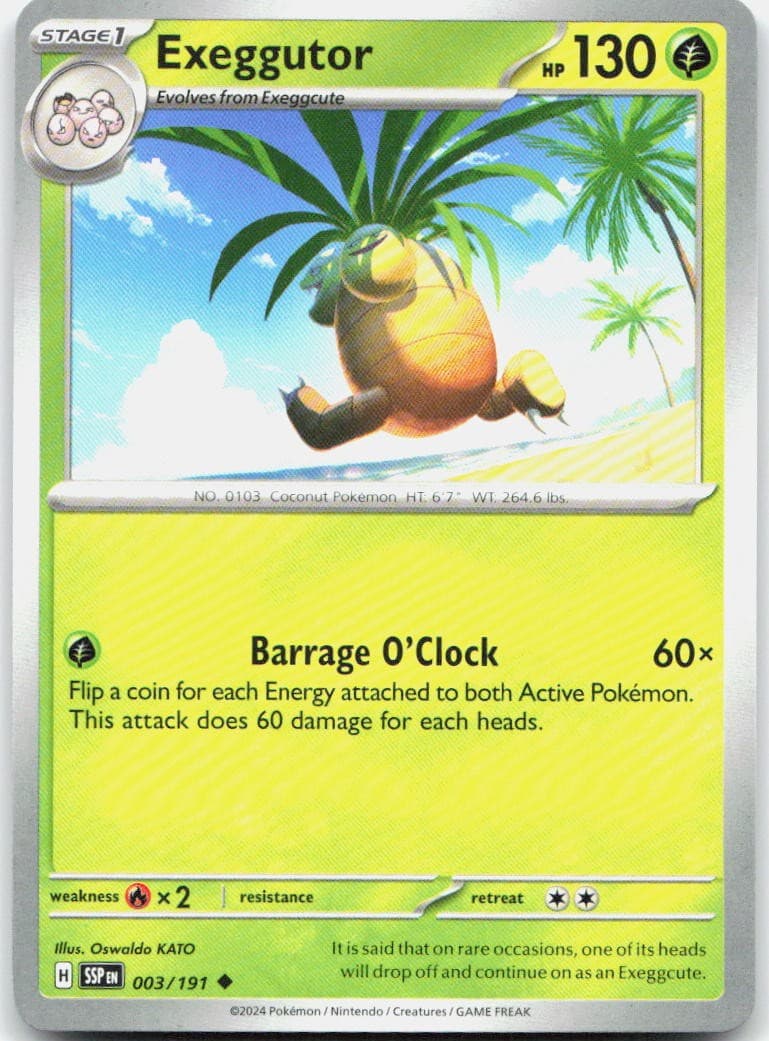 Exeggutor 003/191 3 SV08 Surging Sparks U NM English Pokémon