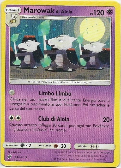 POKEMON MAROWAK DI ALOLA 64/181 RARA GIOCO DI SQUADRA THE REAL_DEAL SHOP