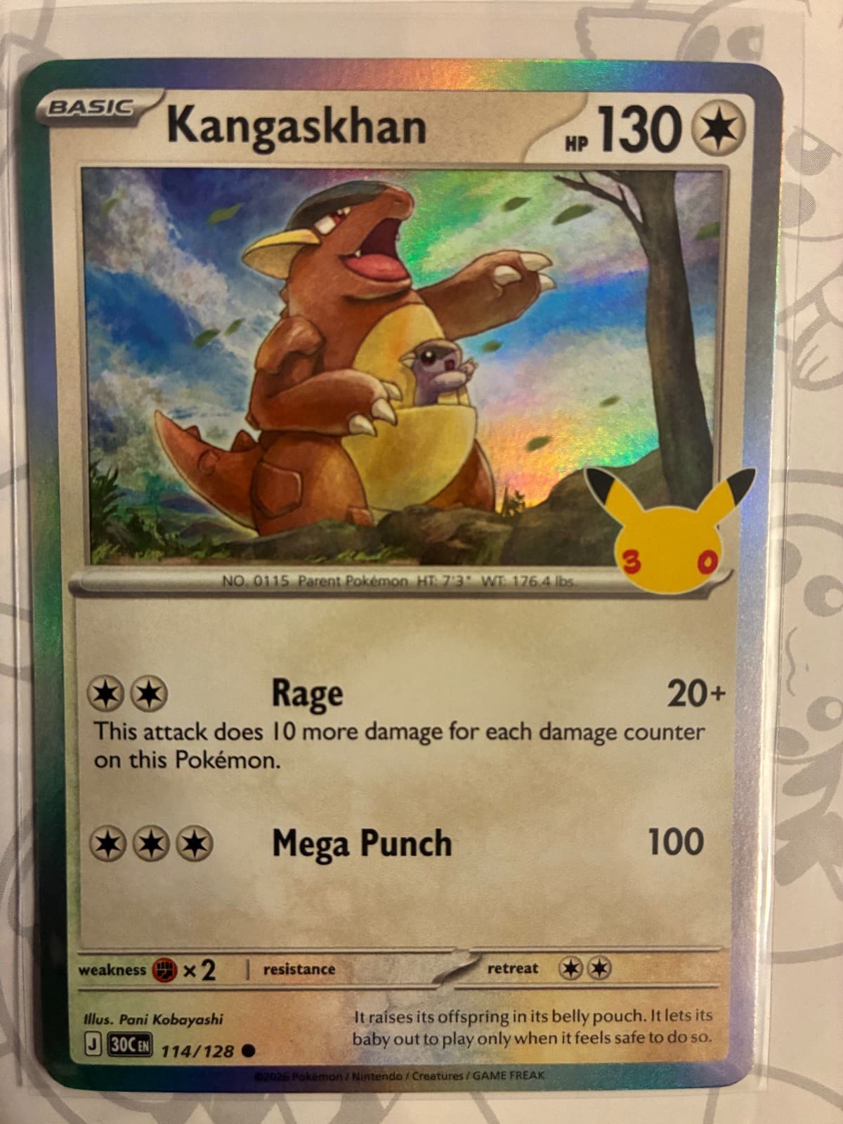 Kangaskhan 114/128 Common ME: 30th Celebration Pokemon Holo Near Mint