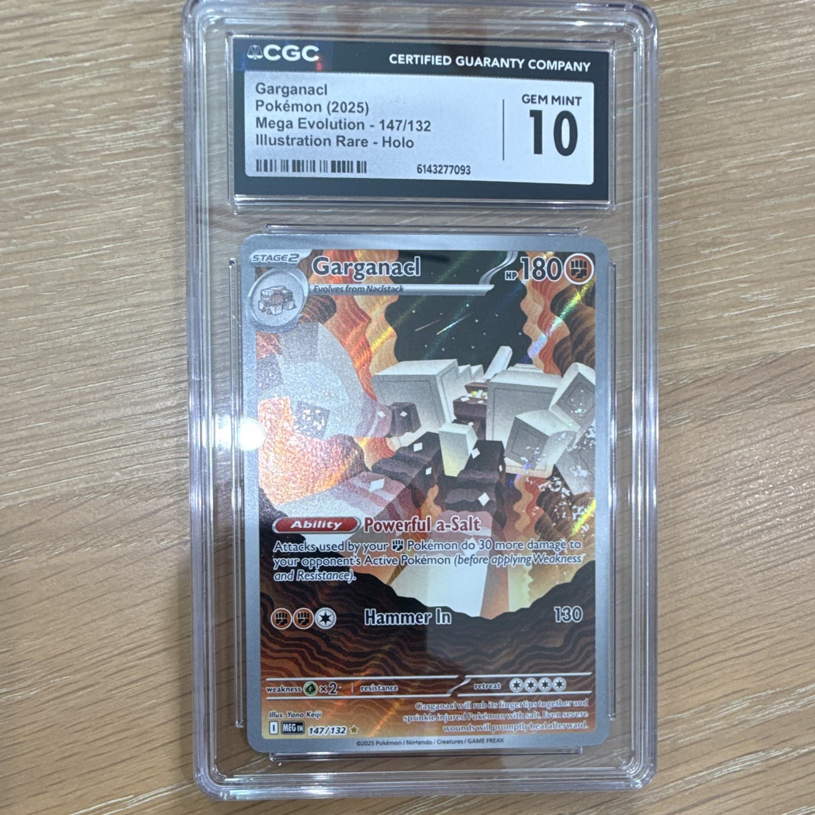 2025 Pokemon Garganacl 147/132 ME01 Mega Evolution Holo Illustration Rare CGC 10