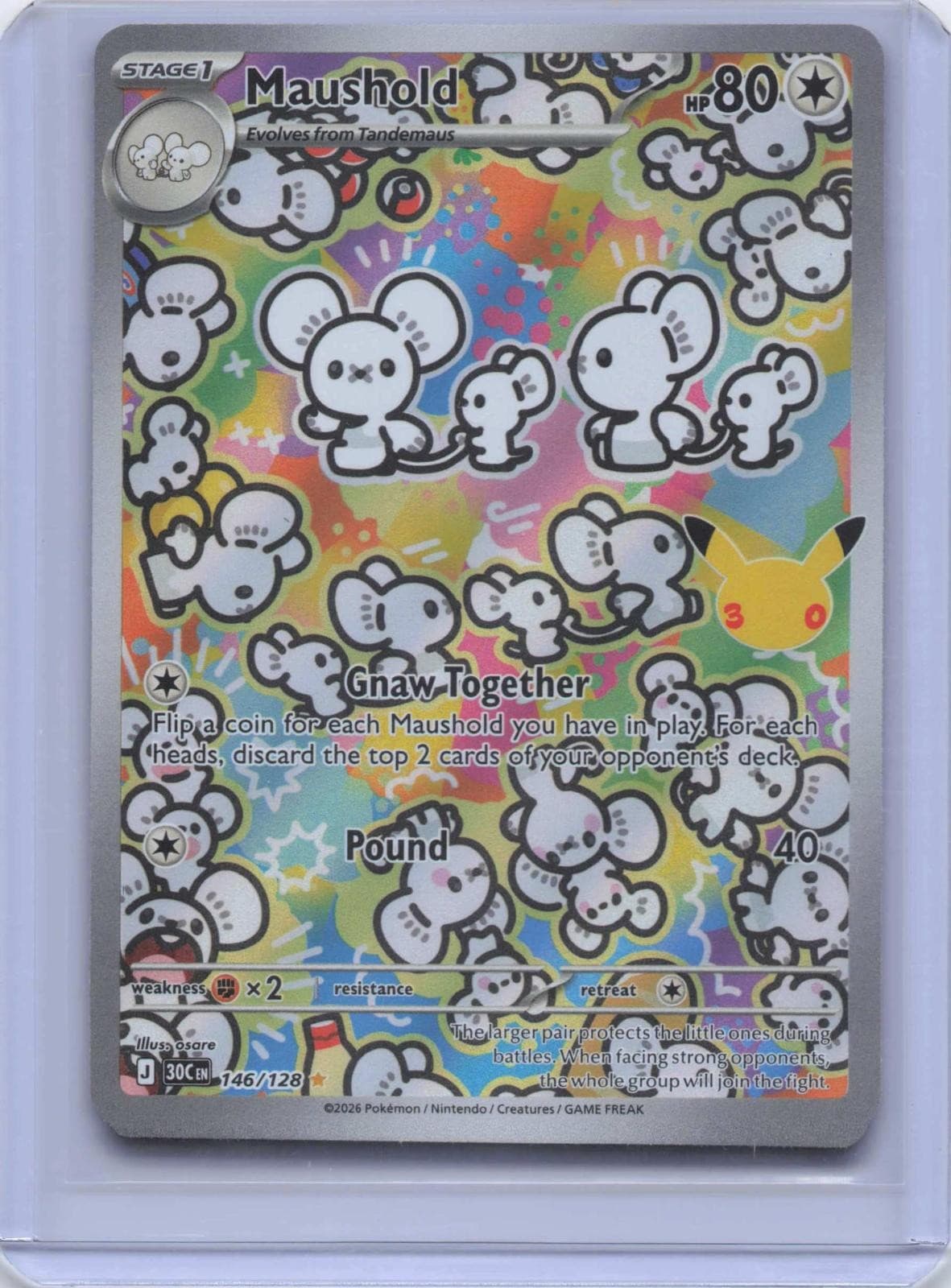 Pokemon Maushold 146/128 IR ME: 30th Celebration Holo NM/M
