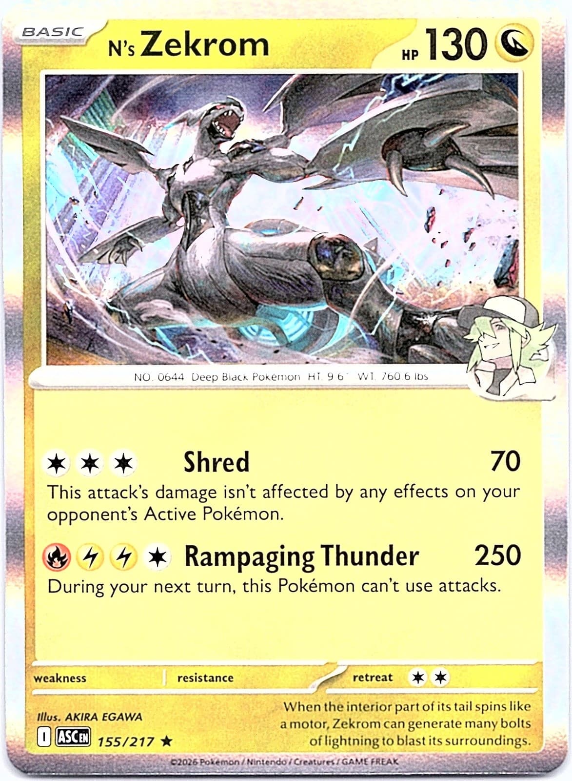 N's Zekrom Holo Rare ME: Ascended Heroes 155/217 NM ((Pokemon))