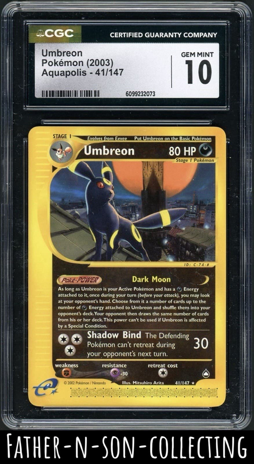 2003 UMBREON PSA 10 Pokemon Aquapolis #41  41/147