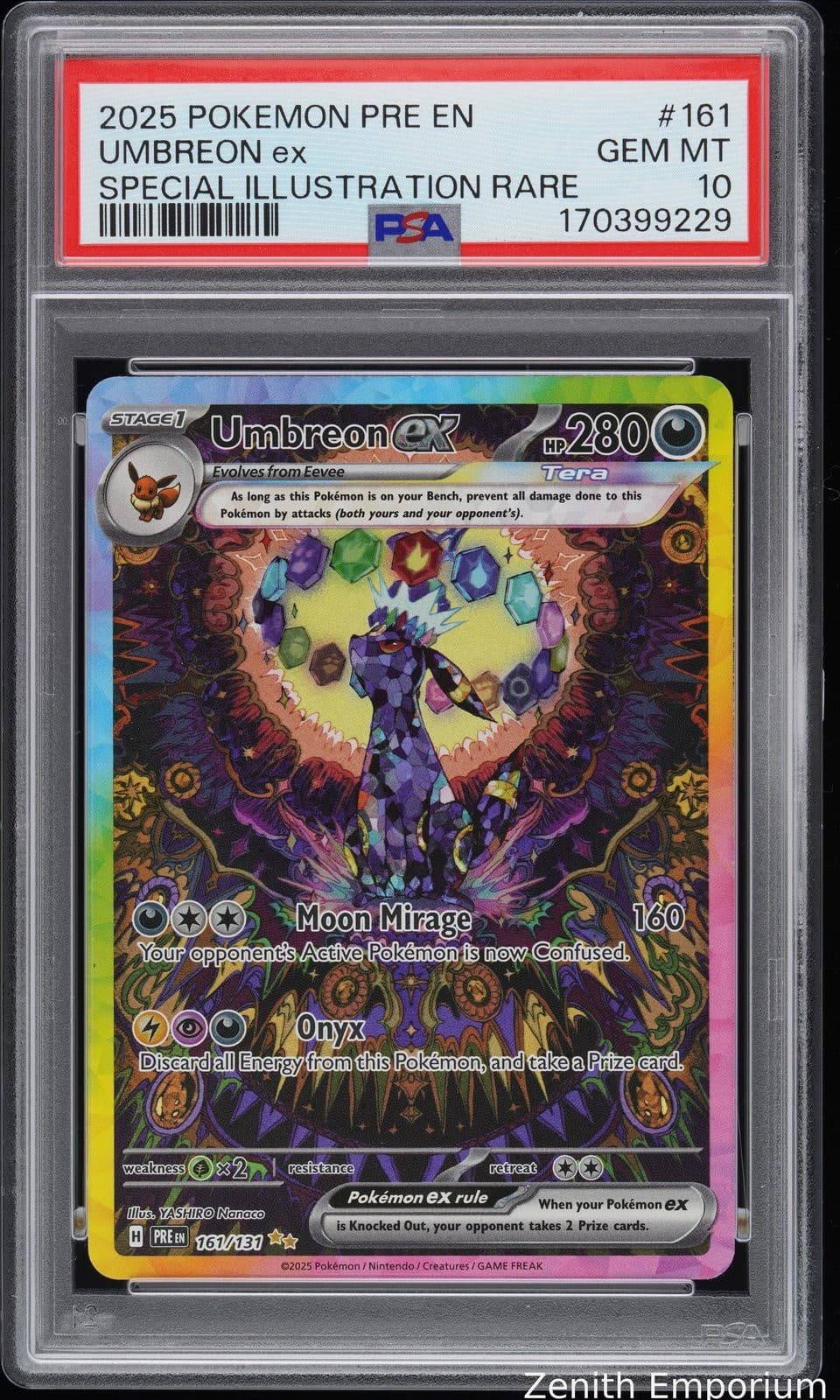 UMBREON EX 161/131 SPECIAL ILLUSTRATION RARE PRISMATIC EVOLUTIONS POKEMON PSA 10