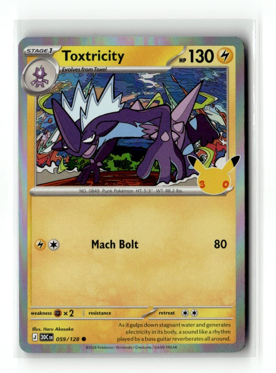 Toxtricity 59/128 30th Celebration Common Holo 2026 Pokemon NM