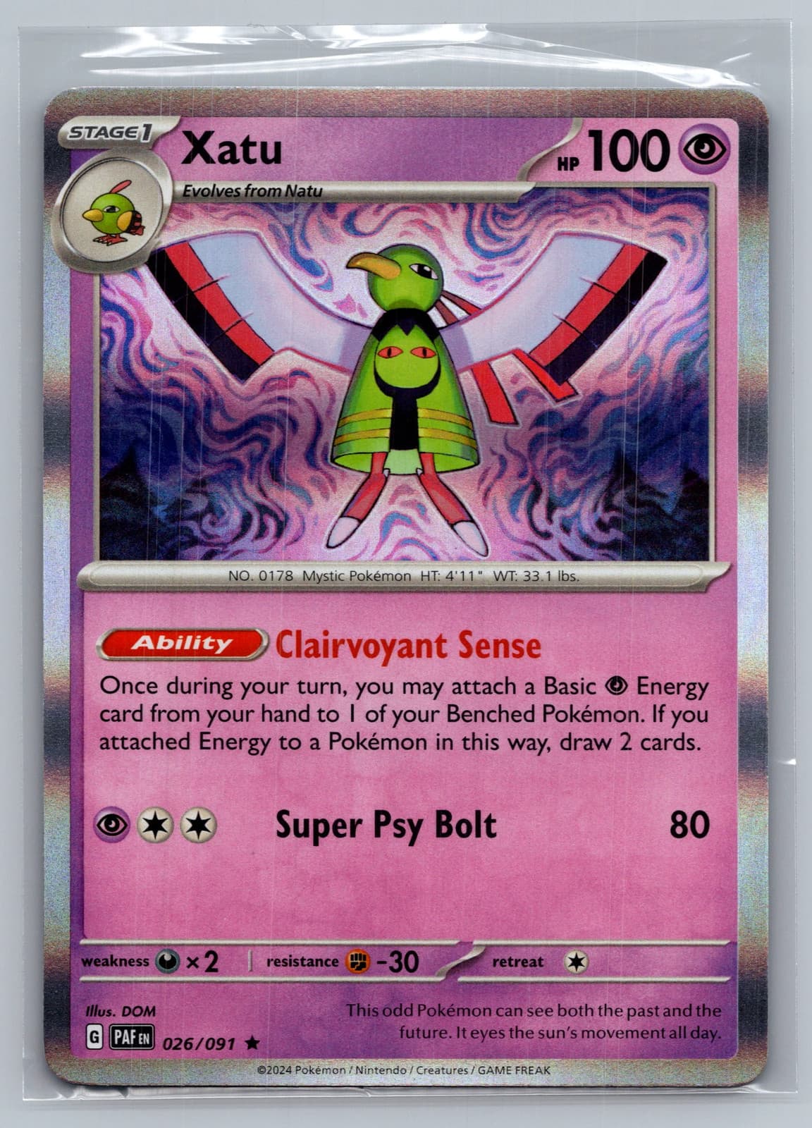 Xatu #26/91 2024 Paldean Fates Pokemon TCG