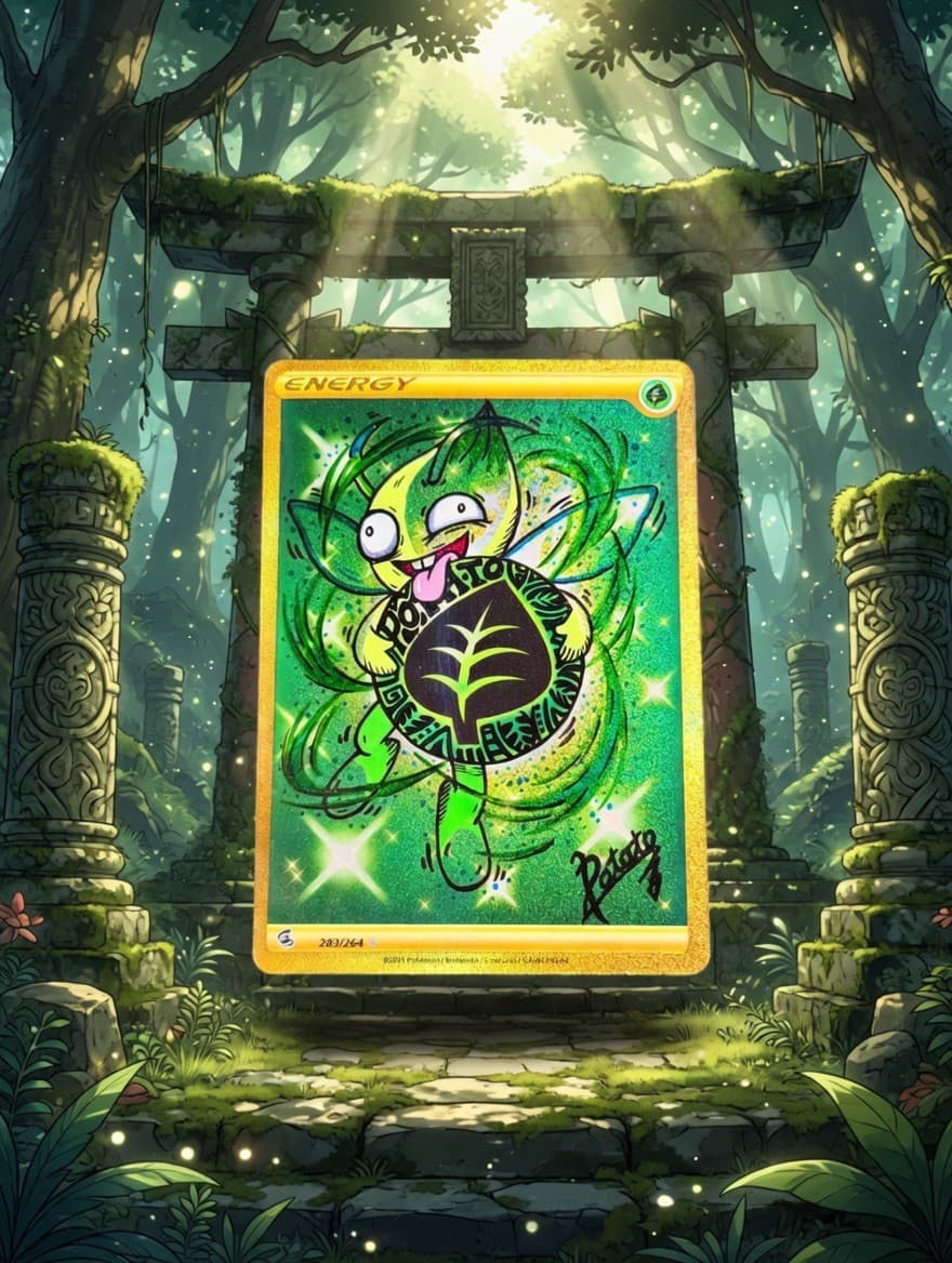 Celebi ex 117/115 Unseen Forces Hand Painted On Holo Gold Energy Card by: Potato
