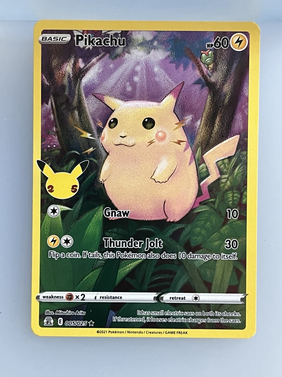 2021 Celebrations 25th Pikachu Holo Rare Full Art Black Star #5/25