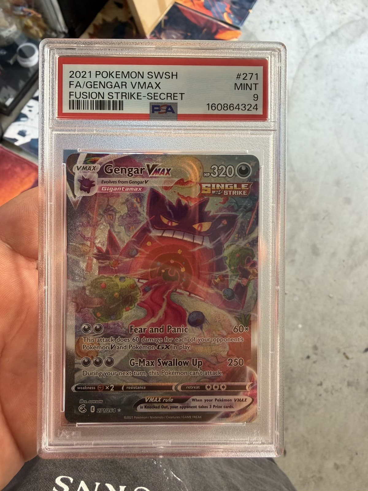 Pokemon Gengar Vmax Fusion Strike 271/264 Secret Rare Full Alt Art PSA 9 Mint