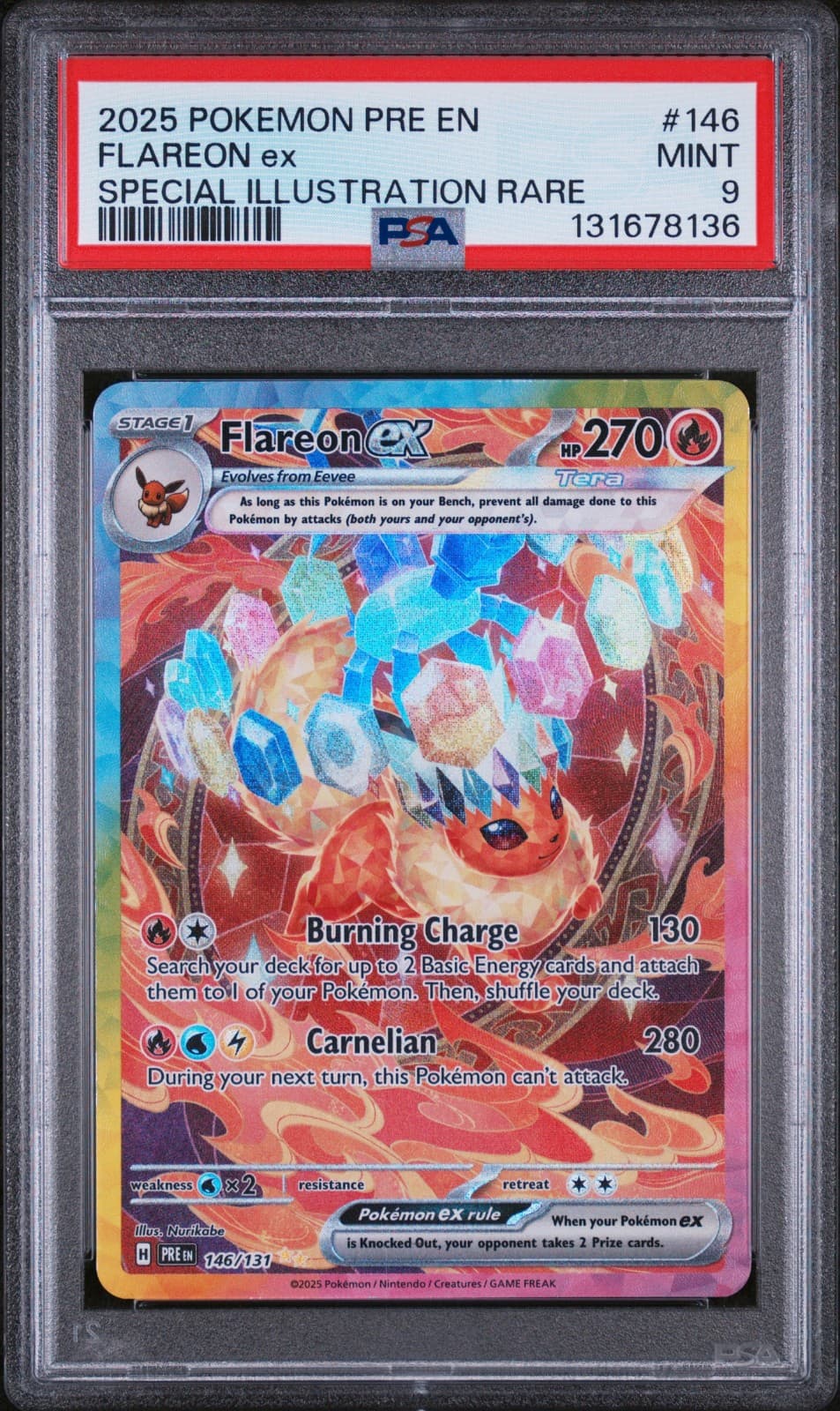 POKEMON FLAREON EX PRISMATIC EVOLUTIONS SIR #146/131 PSA 9 MINT