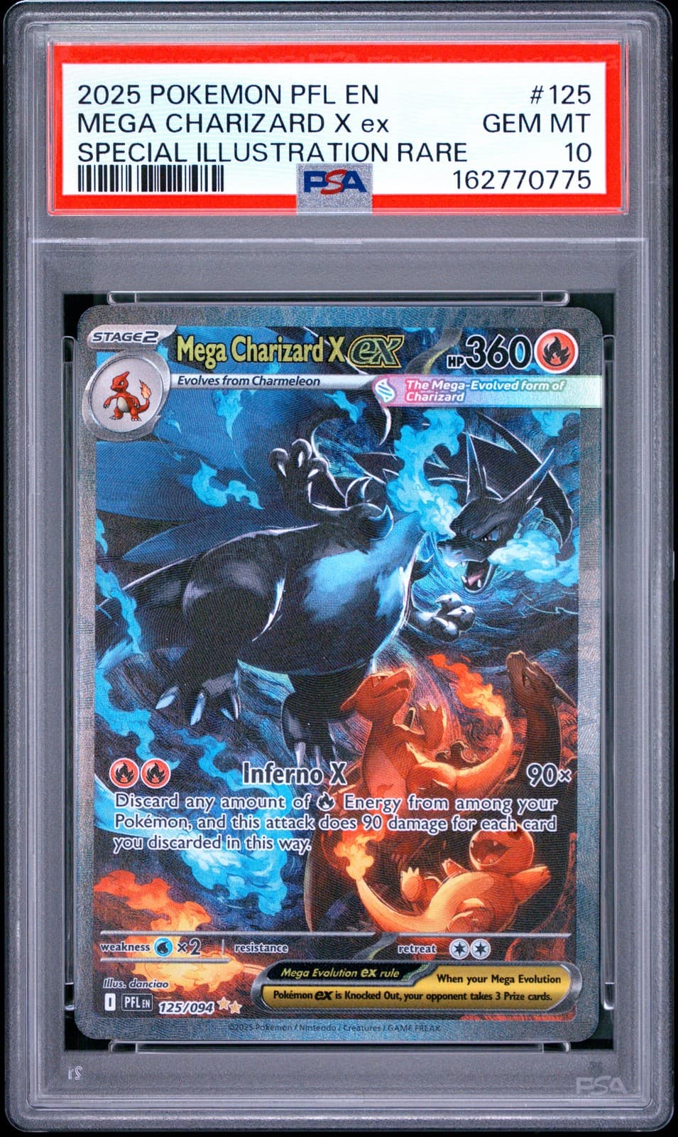 2025 POKEMON PFL EN-PHANTASMAL FLAMES #125 MEGA CHARIZARD X EX PSA 10