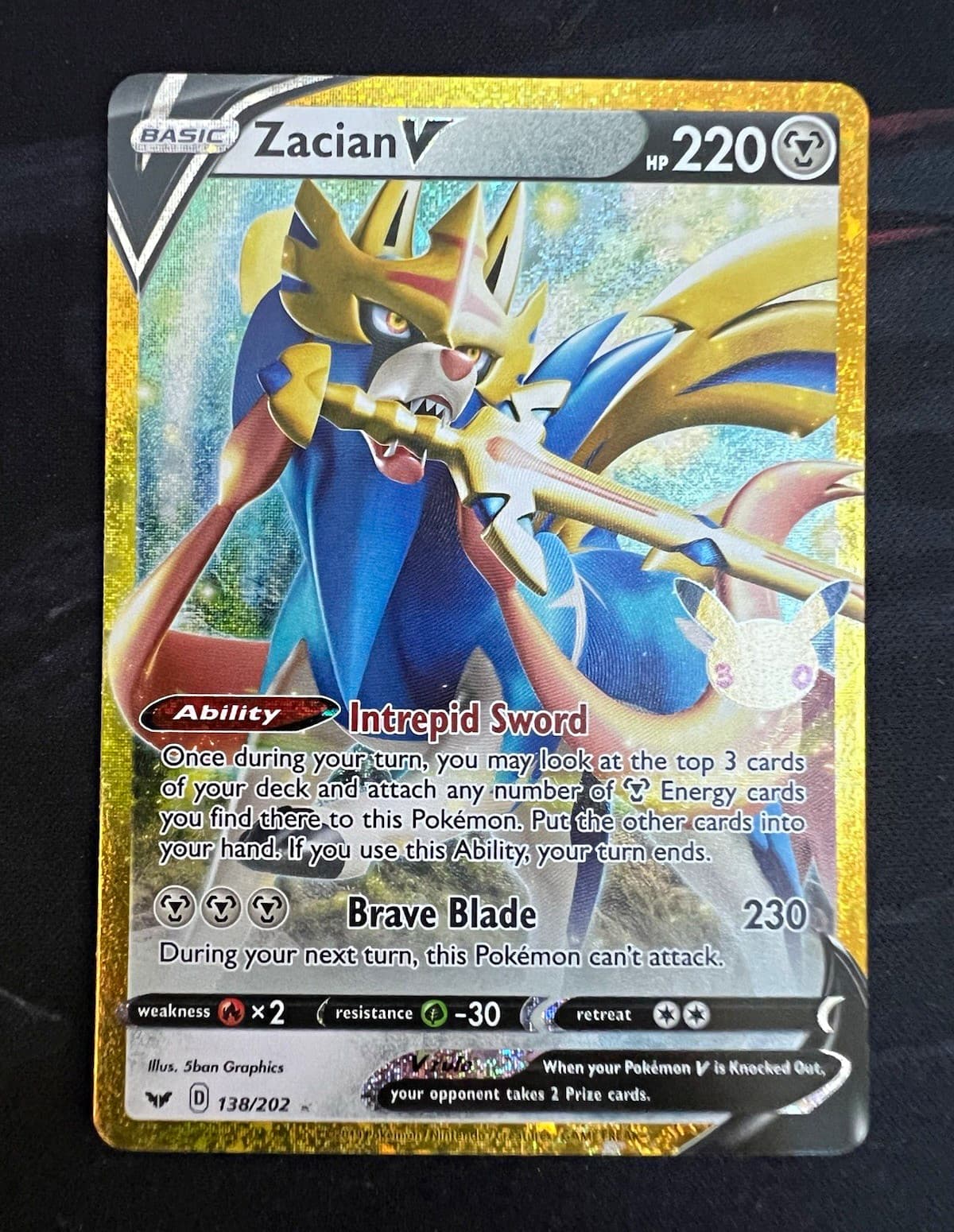 NM Pokémon TCG Zacian V 30th Celebration Classic Collection 138/202