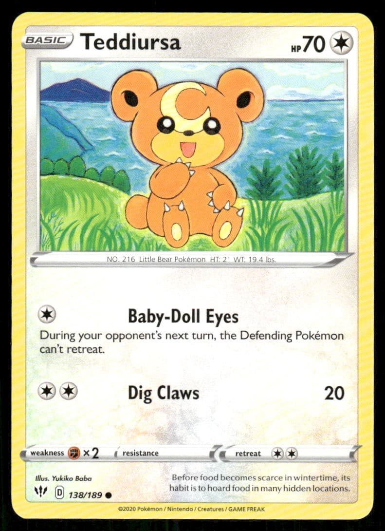 Teddiursa SWSH03: Darkness Ablaze [138/189] Common NM Pokemon