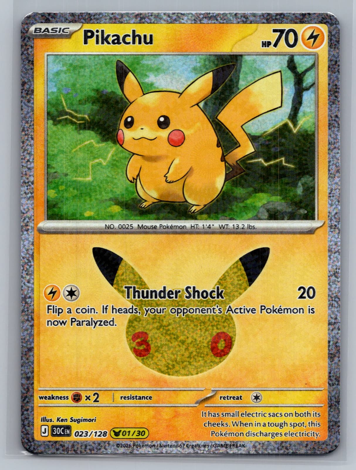 Pikachu #23/128 30th Celebration Pokemon TCG