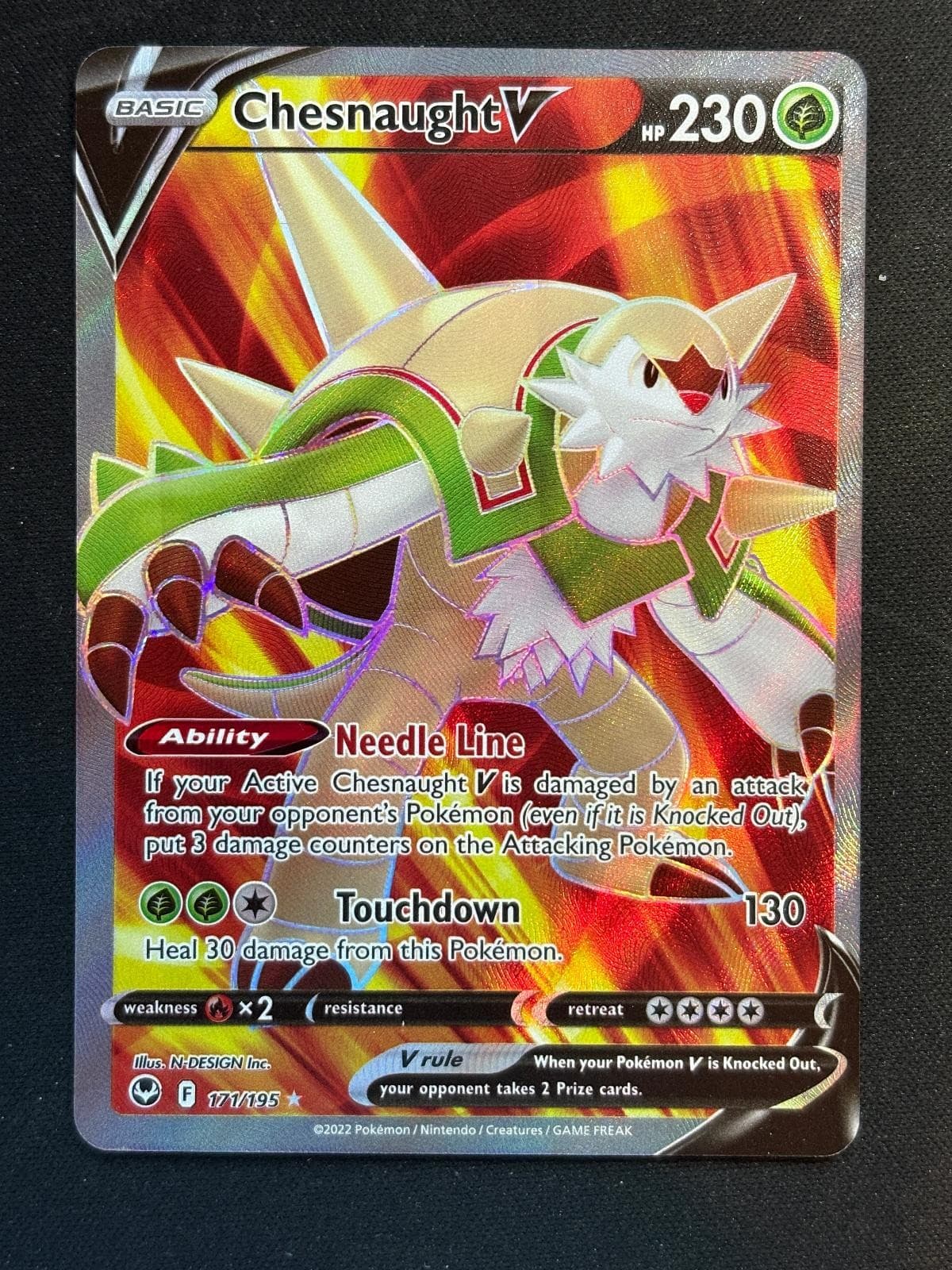 Chesnaught V 171/195 Ultra Rare Silver Tempest Pokemon Near Mint
