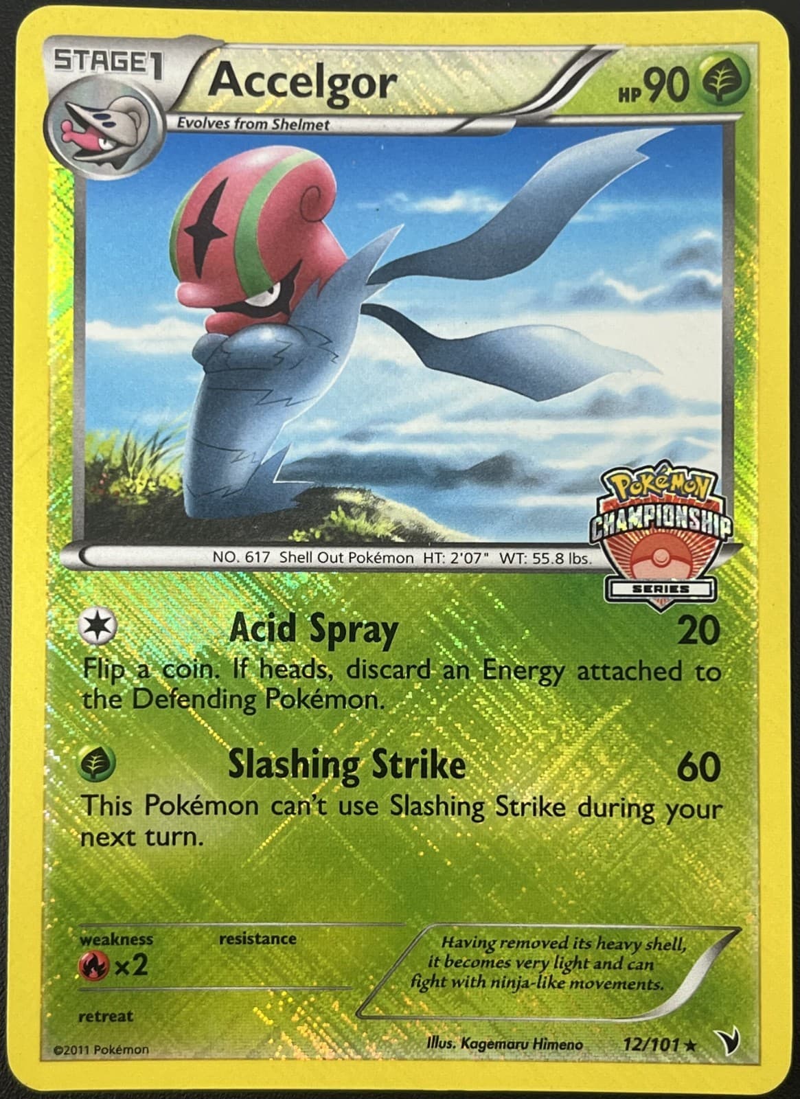 Accelgor 12/101 Championship Crosshatch Noble Victories Holo Pokémon Card VLP