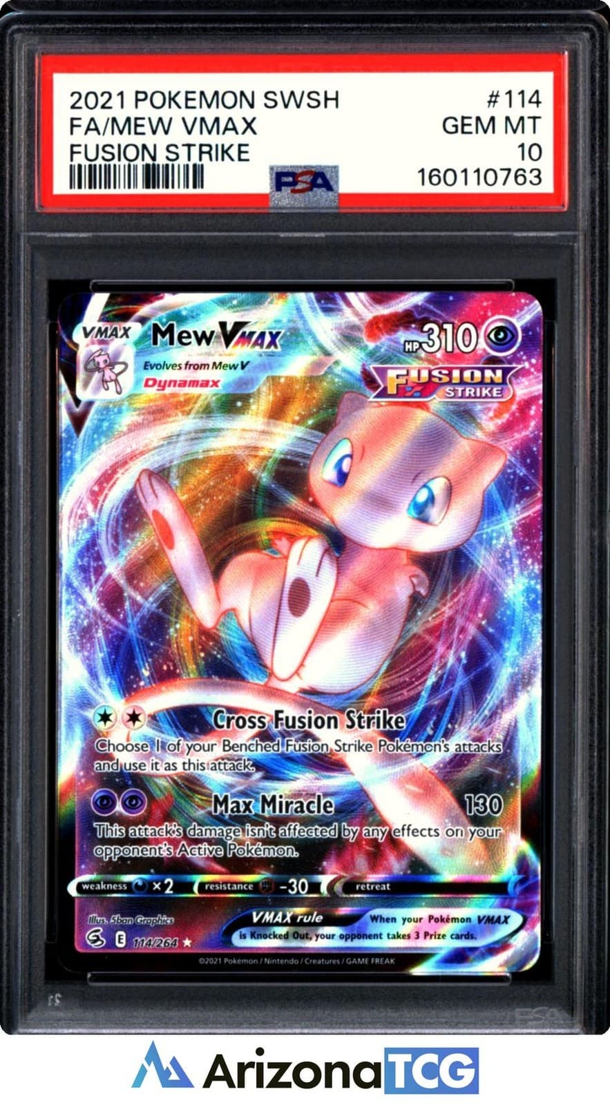 Pokemon 2021 Mew VMAX 114/264 Full Art Fusion Strike GEM MINT PSA 10