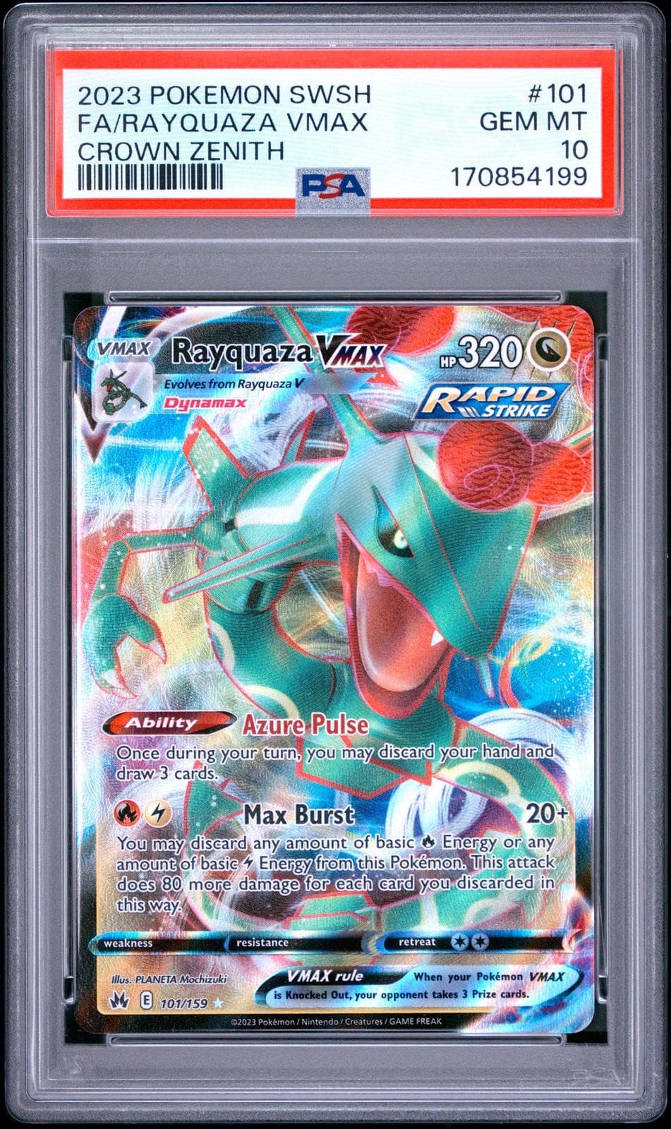 2023 Pokemon Sword And Shield Crown Zenith #101 Fa/Rayquaza Vmax PSA 10