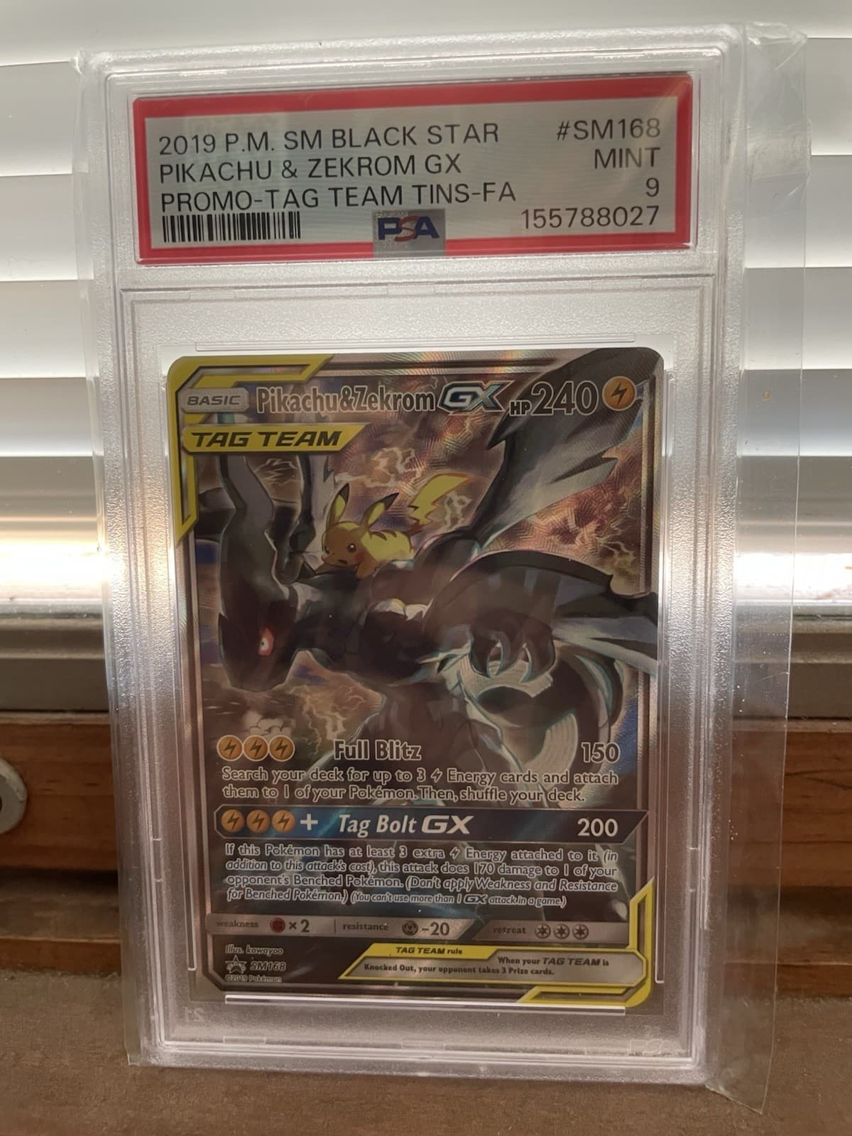 Pokemon Pikachu & Zekrom GX SM168 SM Black Star Promo Holo TAG TEAM PSA 9