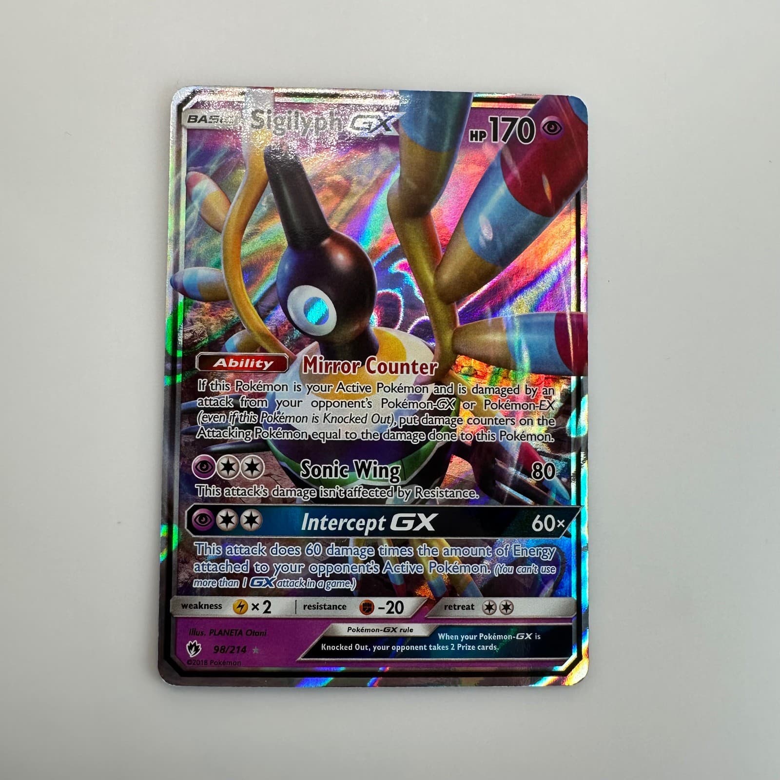 Sigilyph GX / 98/214 / Pokemon / Lost Thunder / NM/M / Holo