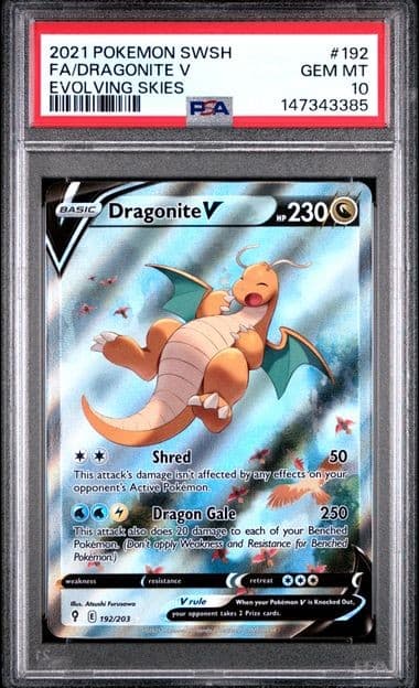 Pokemon Dragonite V Evolving Skies Full Alt Art #192 PSA 10 Gem Mint