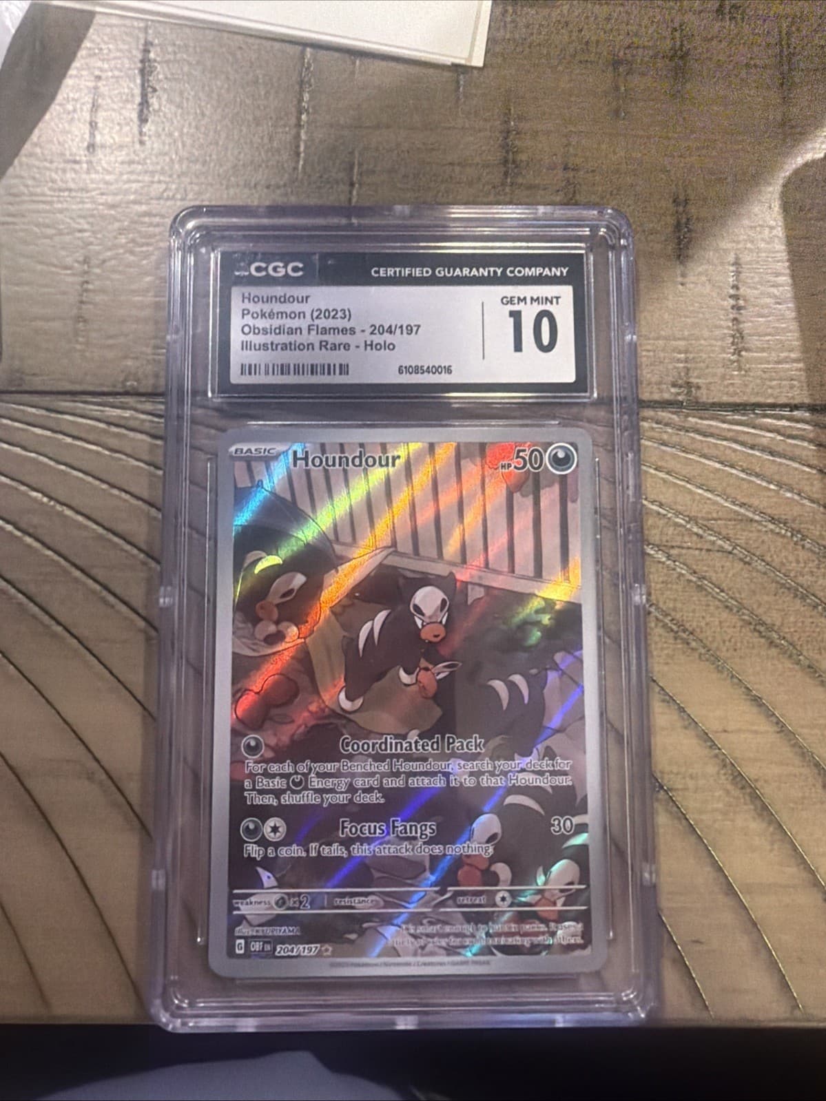 CGC 10 GEM Mint Houndour 204/197 Illustration Rare Full Art - Pokémon SV03 OBF