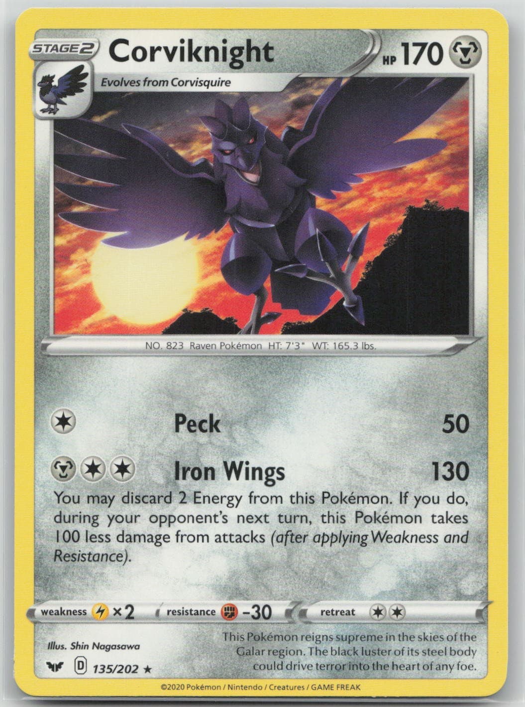 Corviknight 135/202 Rare Sword & Shield Pokemon Near Mint