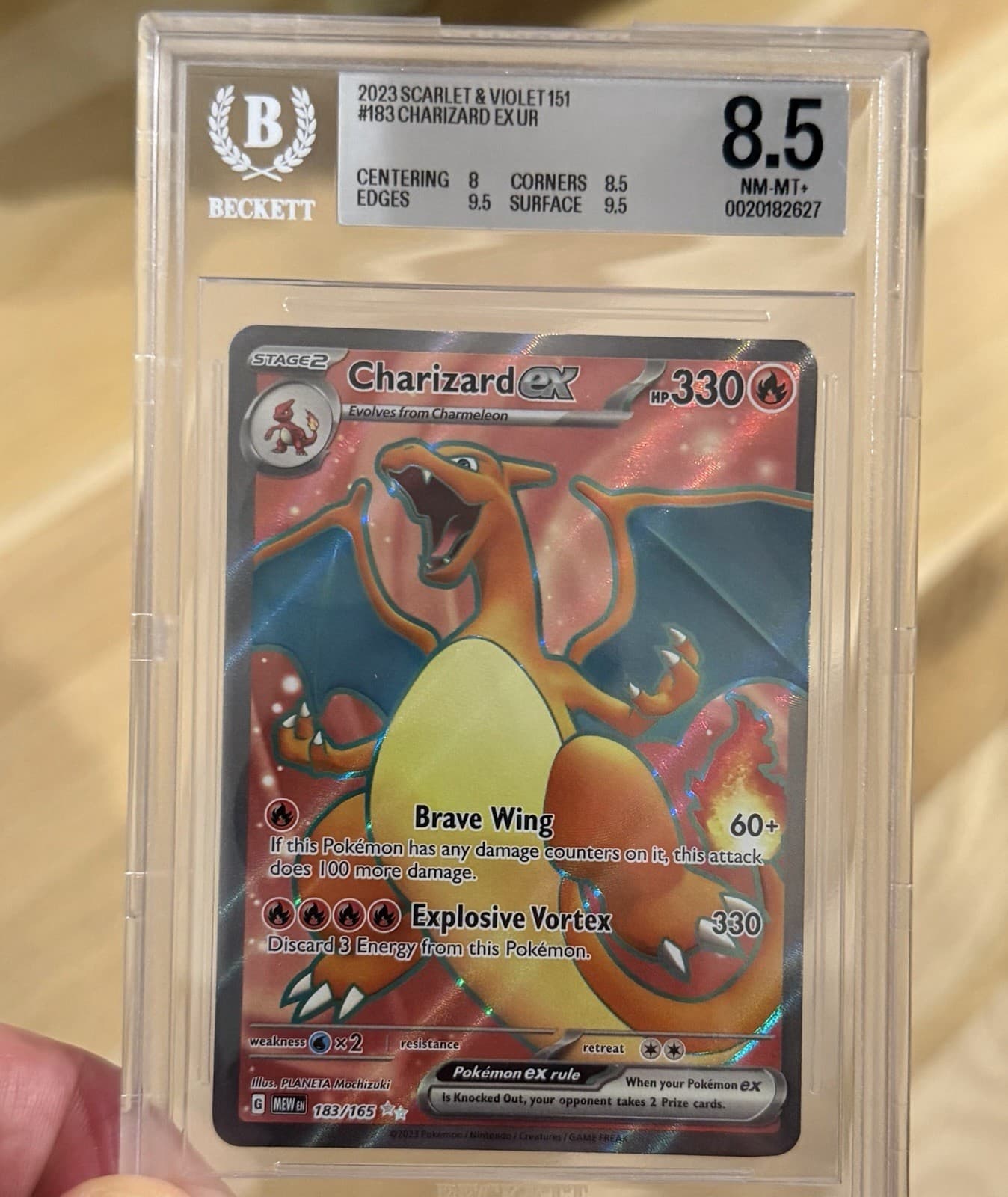 Pokémon Charizard ex 183/165 Scarlet & Violet 151 Full Art Holo BGS 8.5